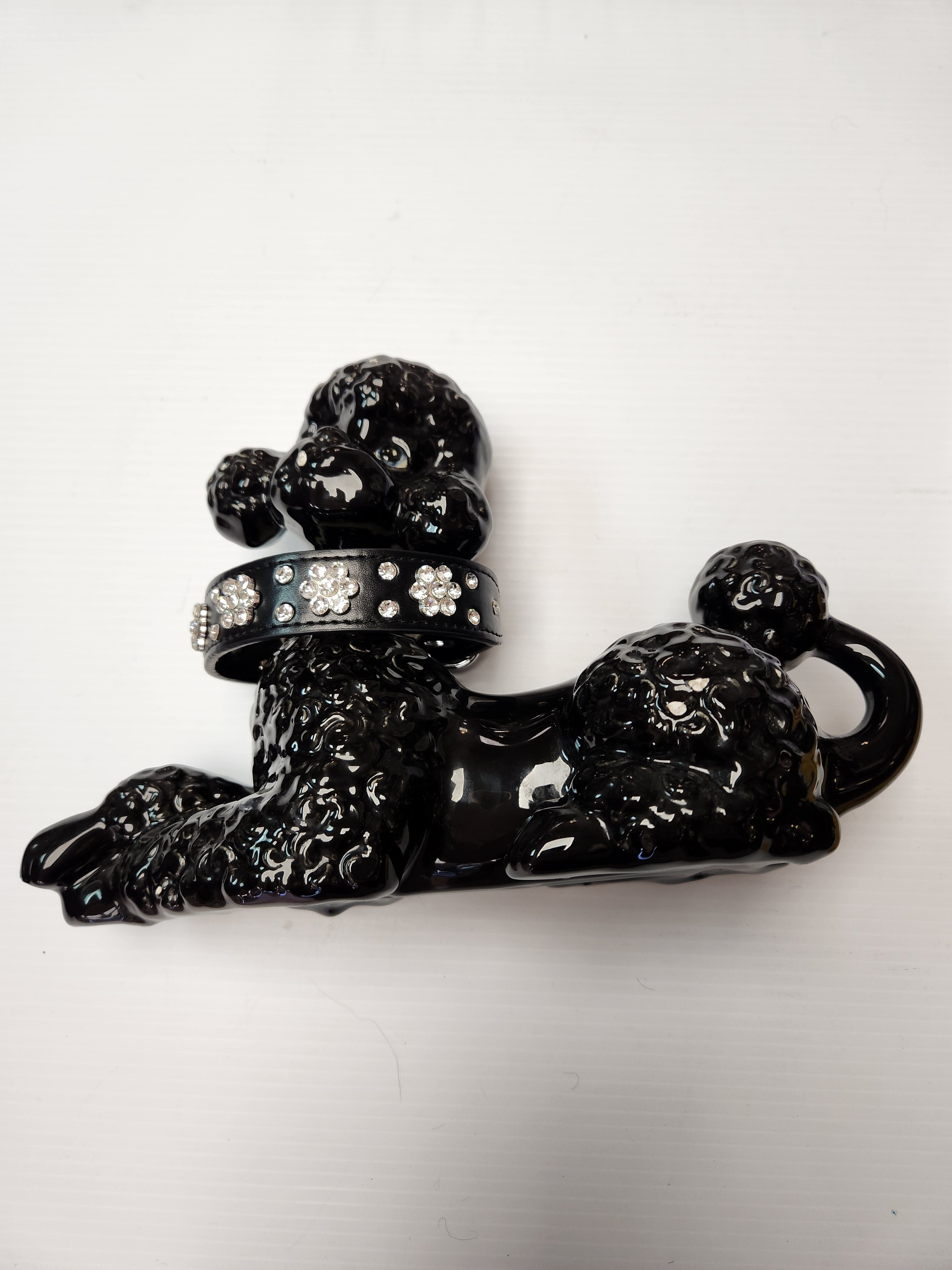 Black Floral Rhinestone Dog Collar 12-14"