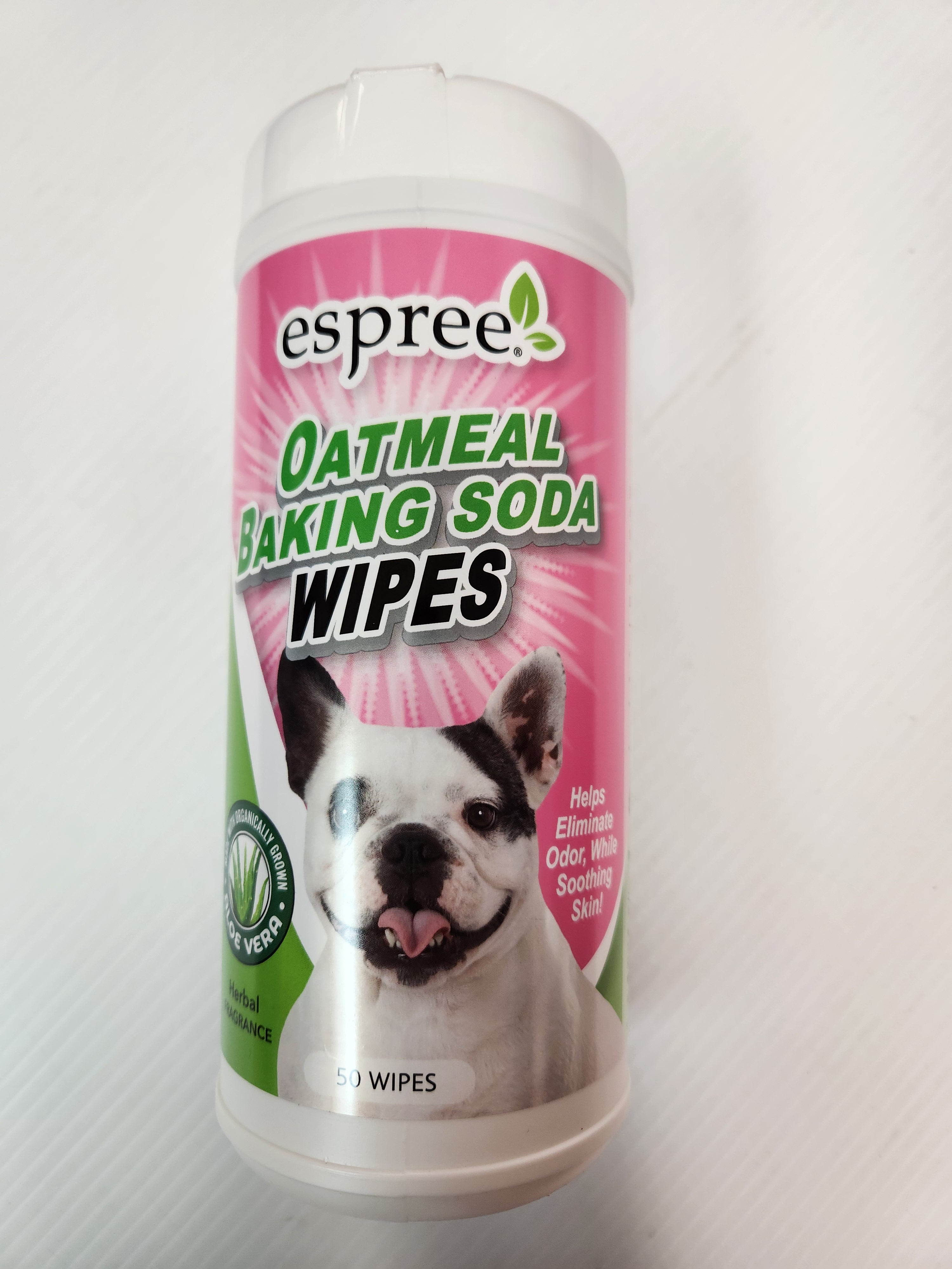Espree Bicarbonate de soude à l'avoine et lingettes à l'aloe vera pour chiens, paquet de 50
