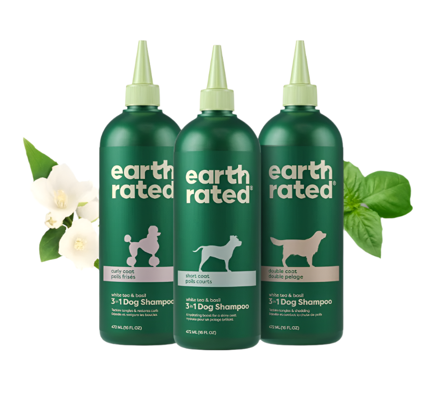 Earth Rated 3-in-1 Dog Shampoo, White Tea & Basil, 472ml Bottle