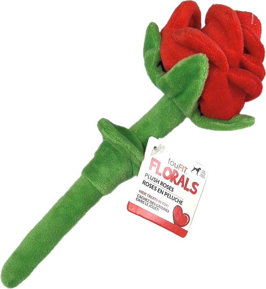 FouFIT Plush Roses Nosework Snuffle Squeak & Crinkle Toy