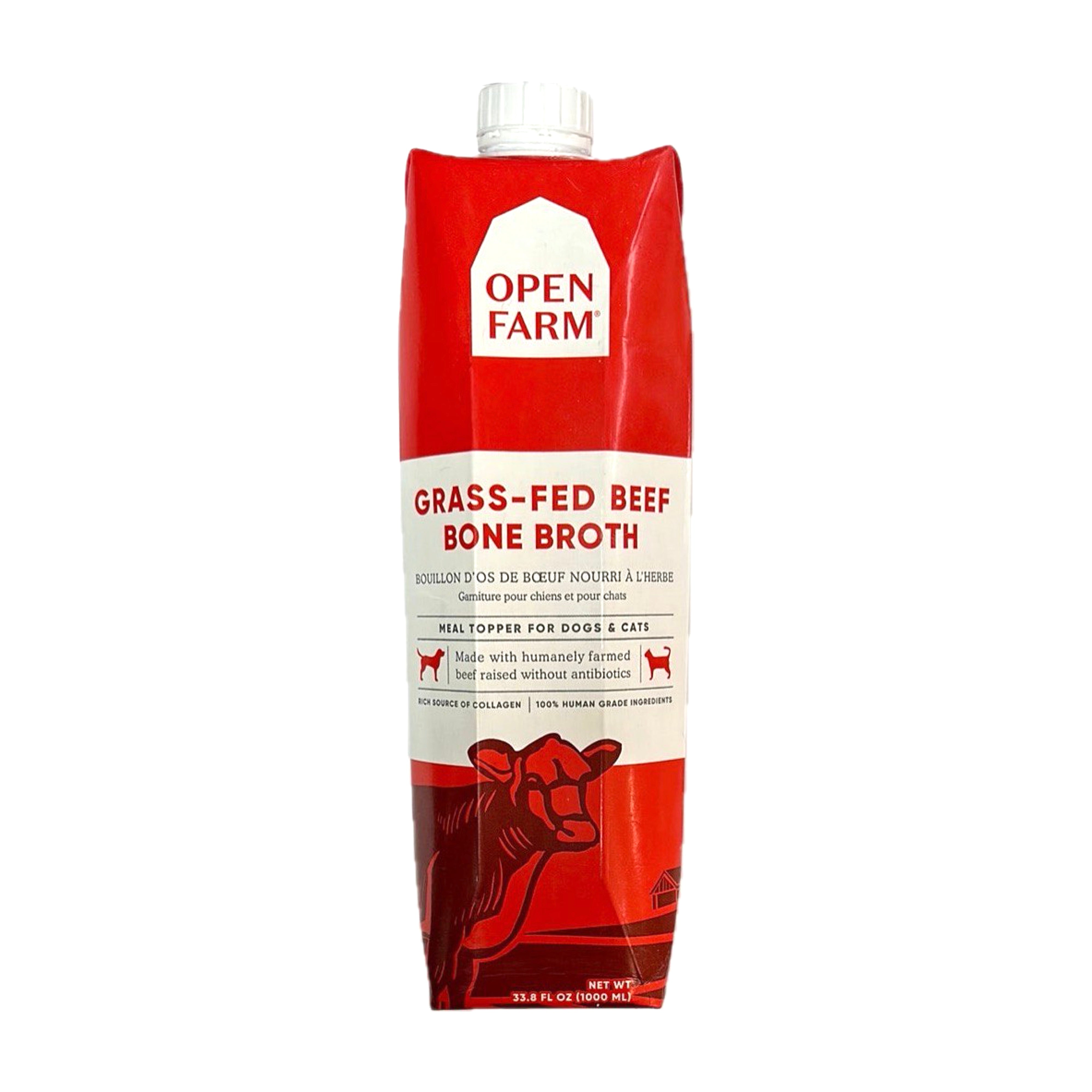 Open Farm Meal Topper for Dogs & Cats, Grass-Fed Beef Bone Broth, 33.8oz