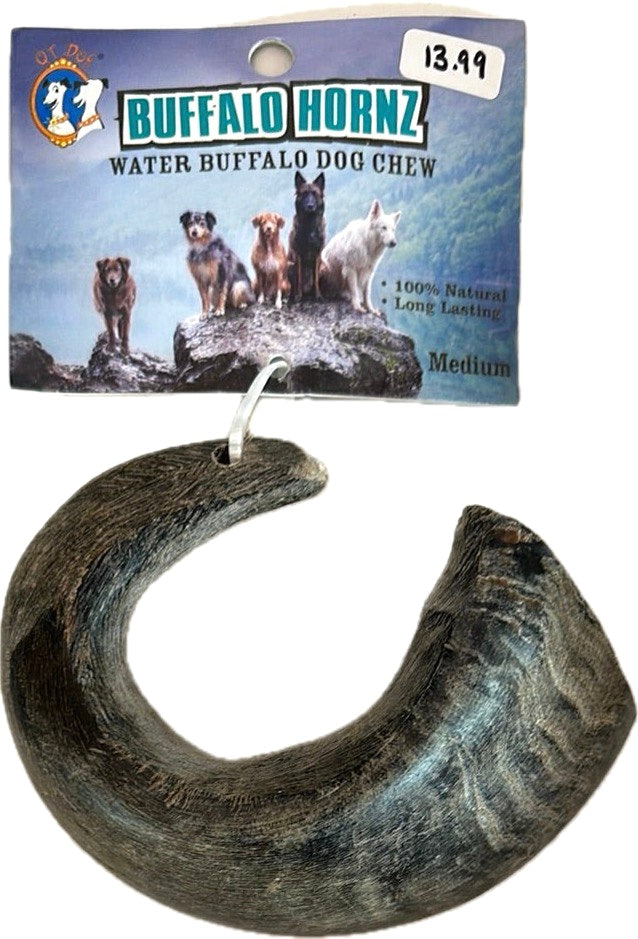 QT Dog Buffalo Hornz Buffle d'eau à mâcher pour chien Taille M