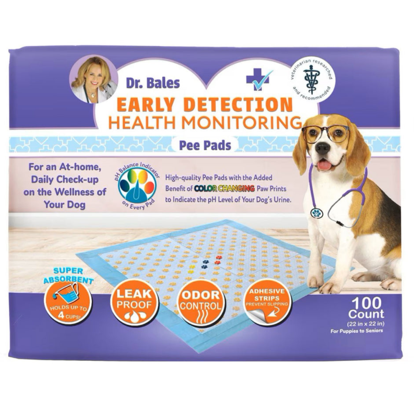 Dr. Bales Early detection health monitoring Pee Pads (100 Pads)