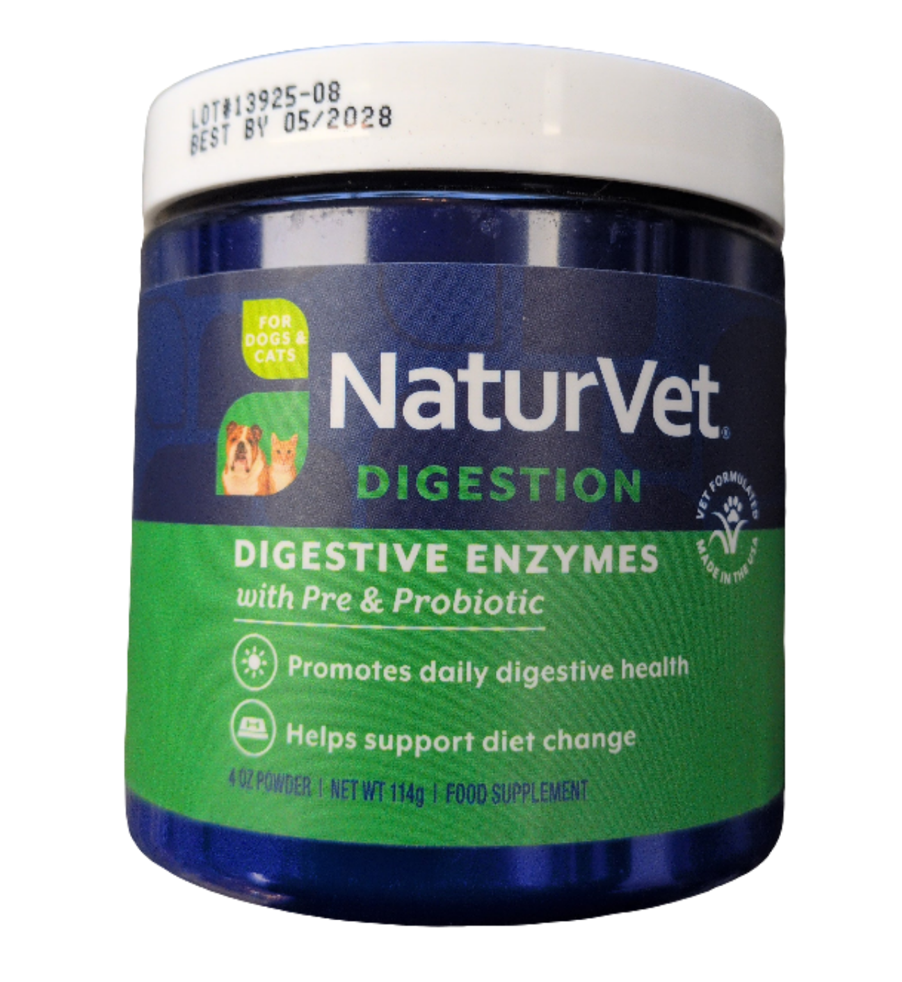 NaturVet Digestive Enzymes Plus Pre & Pro Biotics 114g