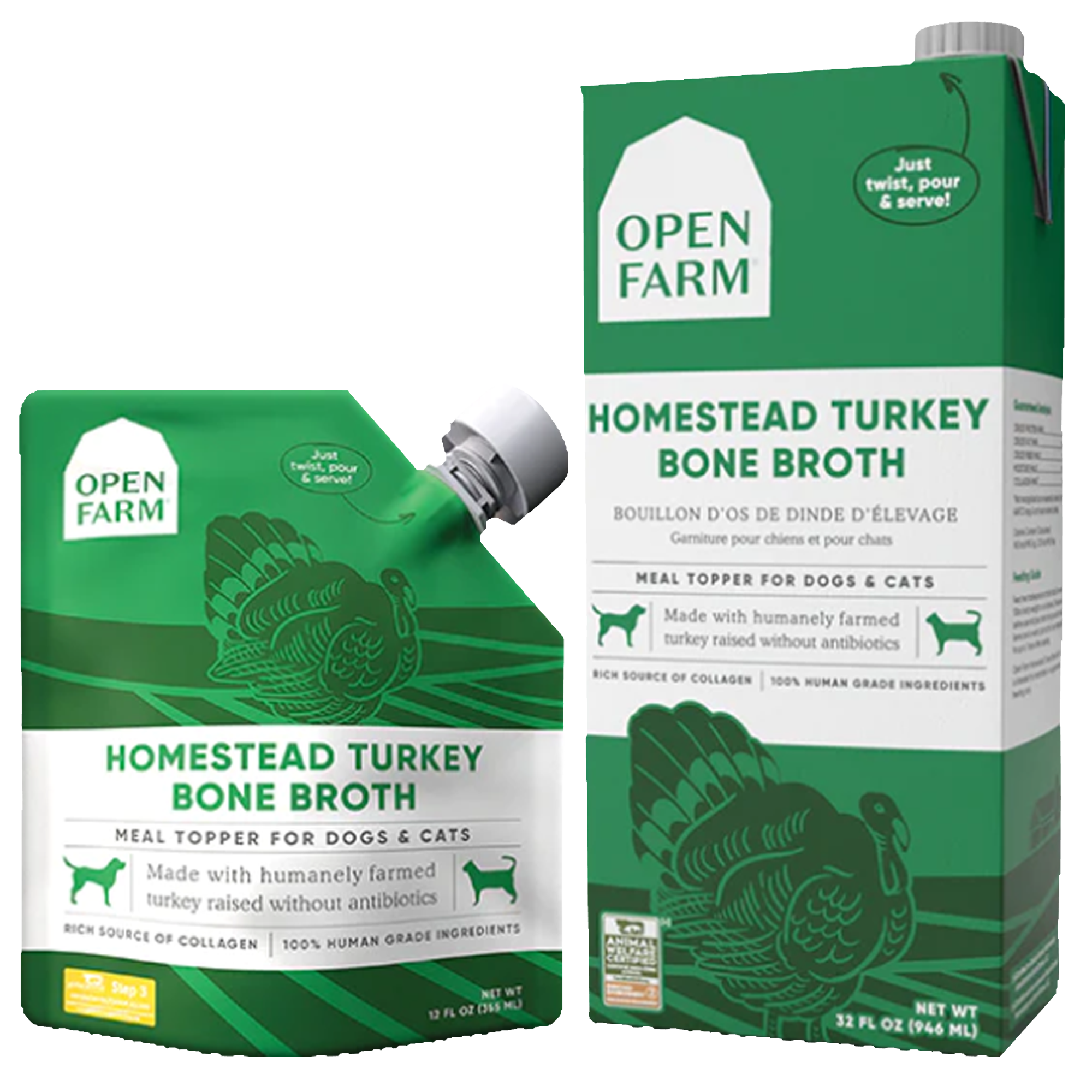 Open Farm Meal Topper for Dogs & Cats, Homestead Turkey Bone Broth, 355mL
