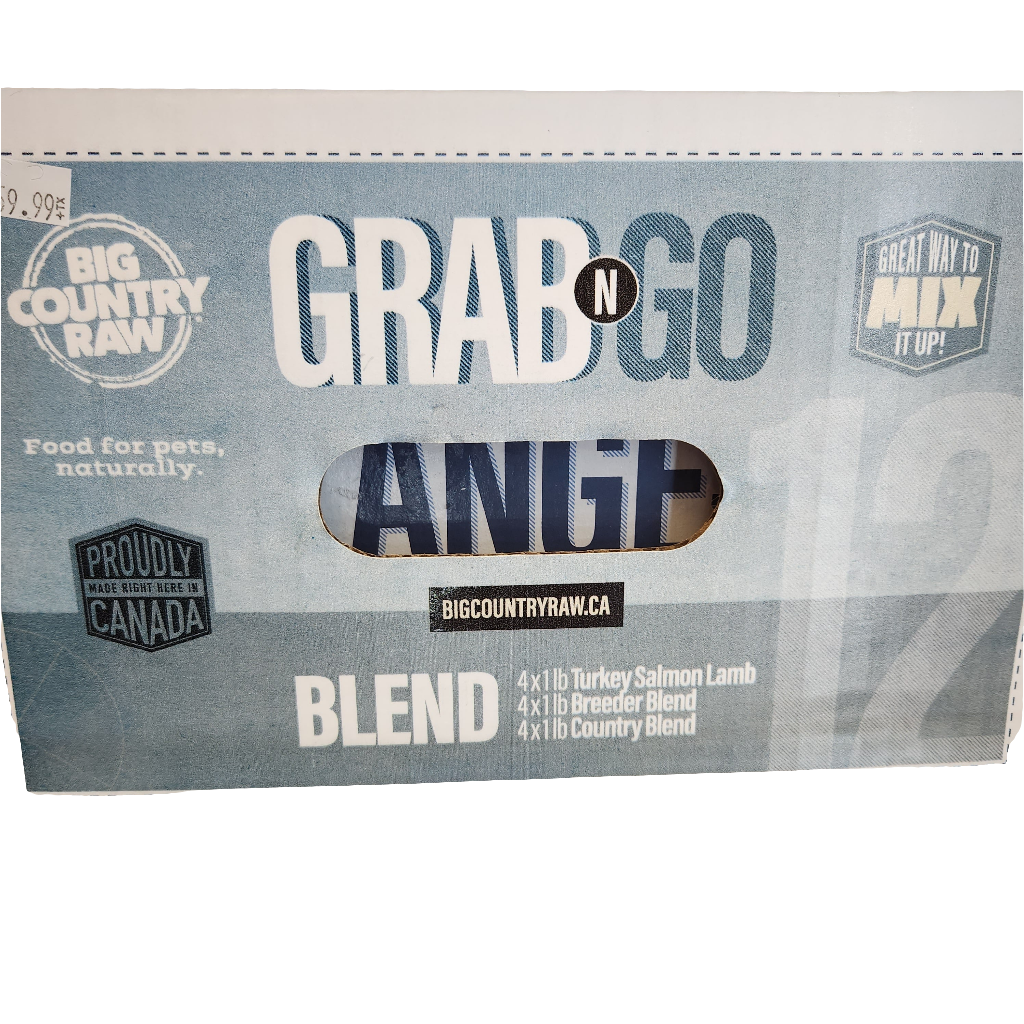 Big Country Raw Turkey Salmon Lamb, Breeder Blend & Country Blend Grab n Go Blend 12lb = 12 x 1lb packs