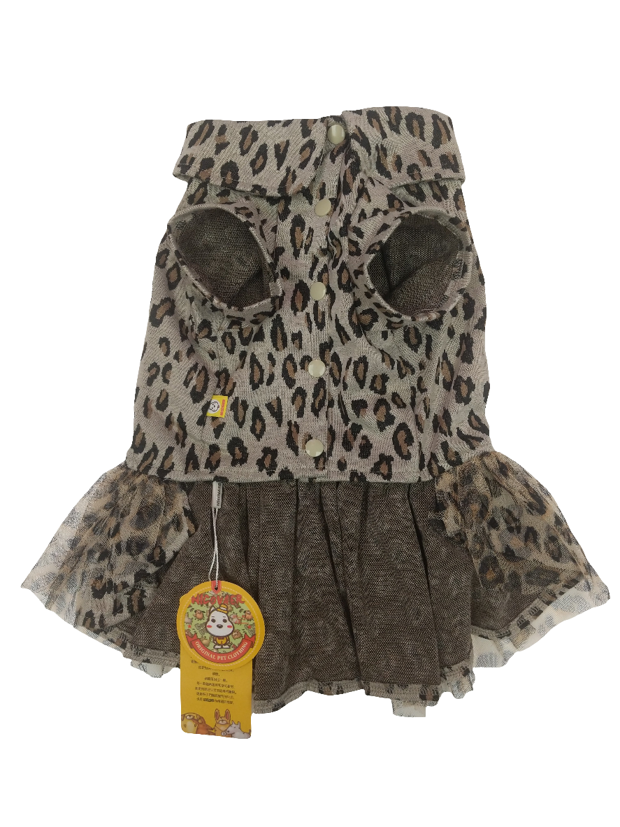 Collared T-Shirt Style Dress, Leopard Print Skirt, 14"