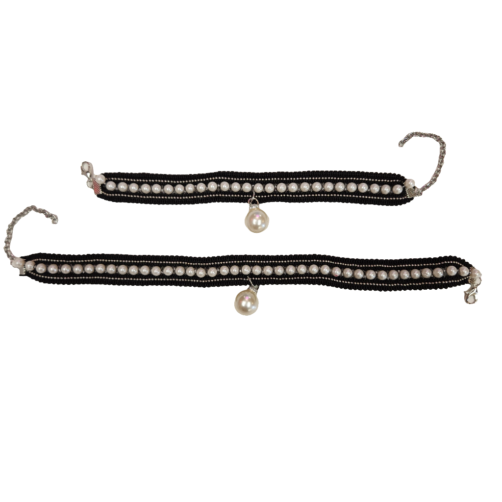 Black Lace & Pearl Fashion Necklace 8" & 12" sizes