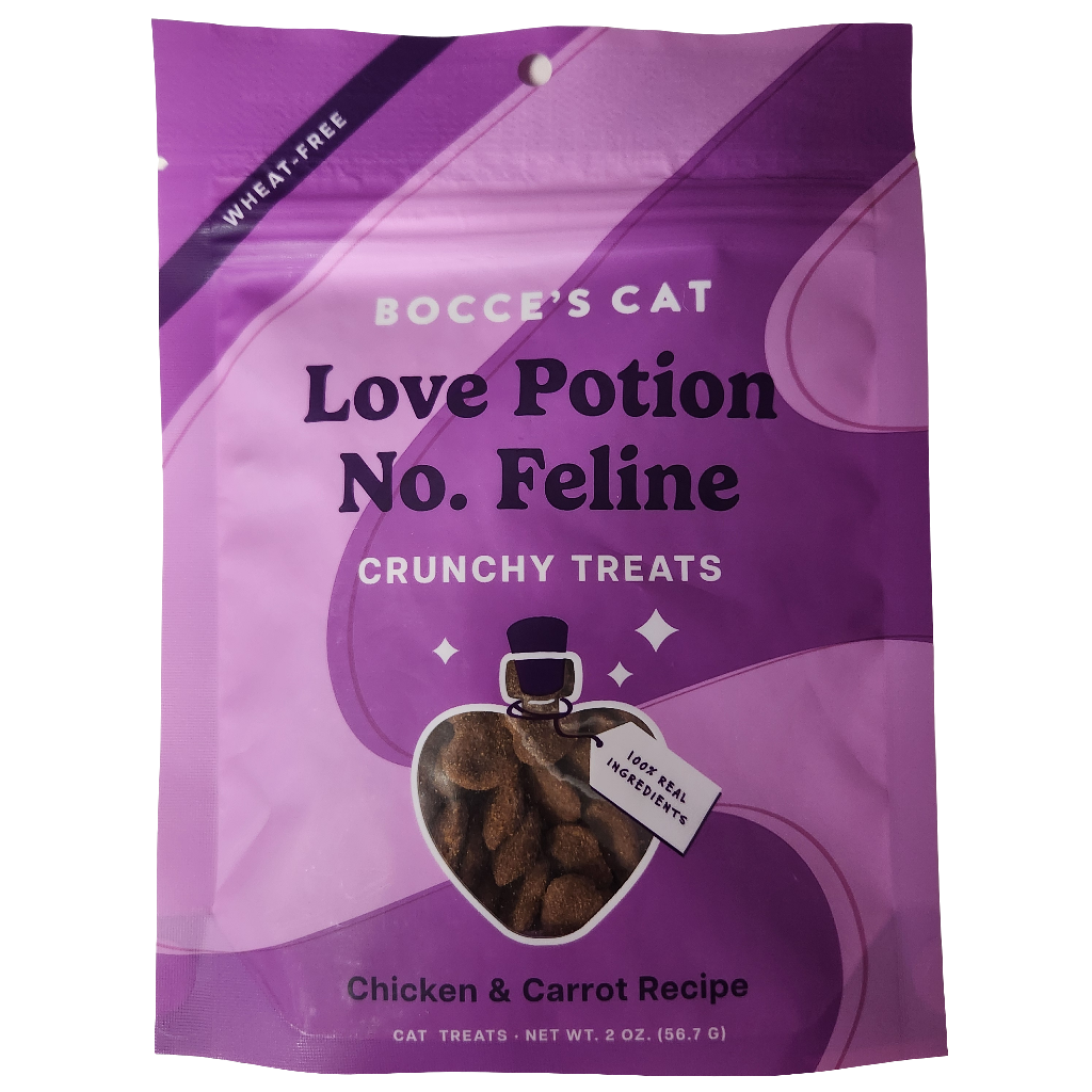 Bocce's Love Potion No. Feline Crunchy Cat Treats Chicken & Carrot Recipe 2oz