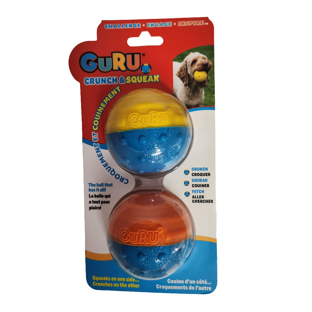 Guru Crunch & Squeak Balls 2pk 4" Medium