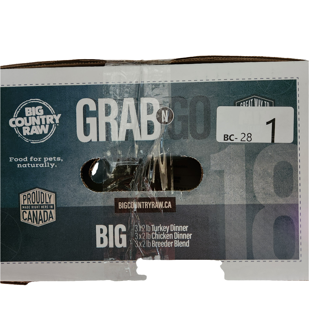 Big Country Raw Frozen Grab & Go Complete Big Turkey Dinner Chicken Dinner and Breeders Blend 18lb Box