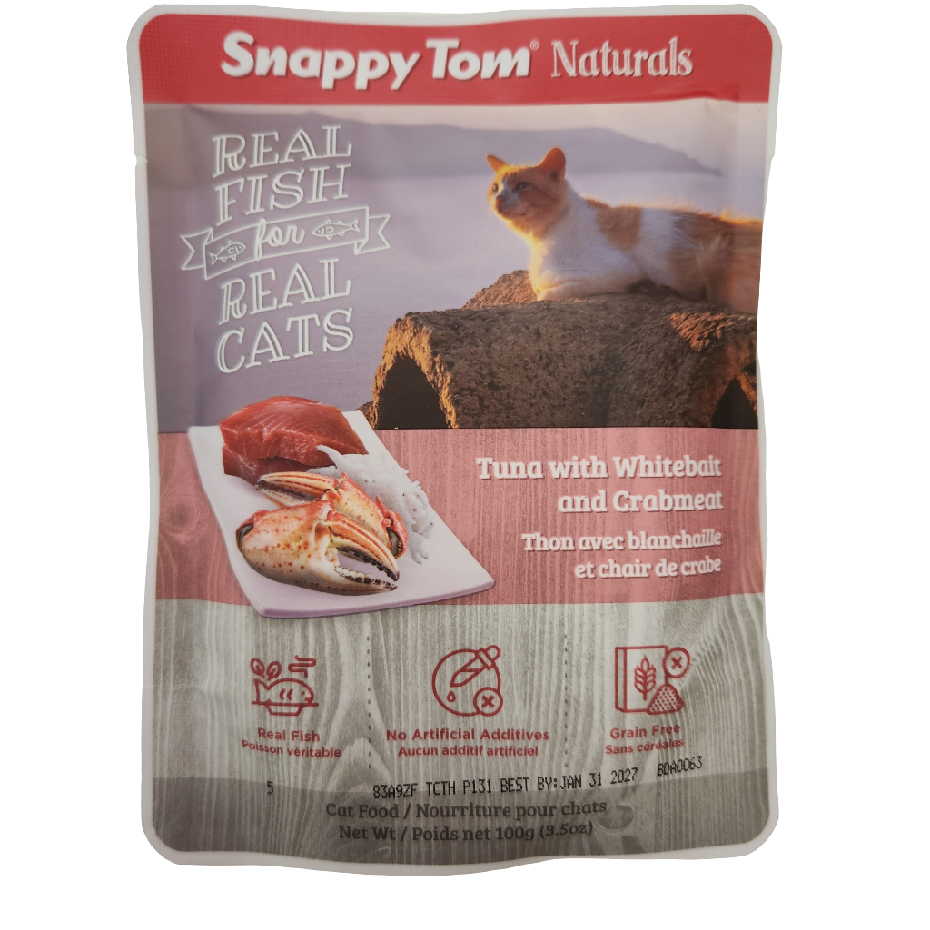 Snappy Tom's Naturals Pouches Tuna with Whitebait & Crab Meat 3.5oz