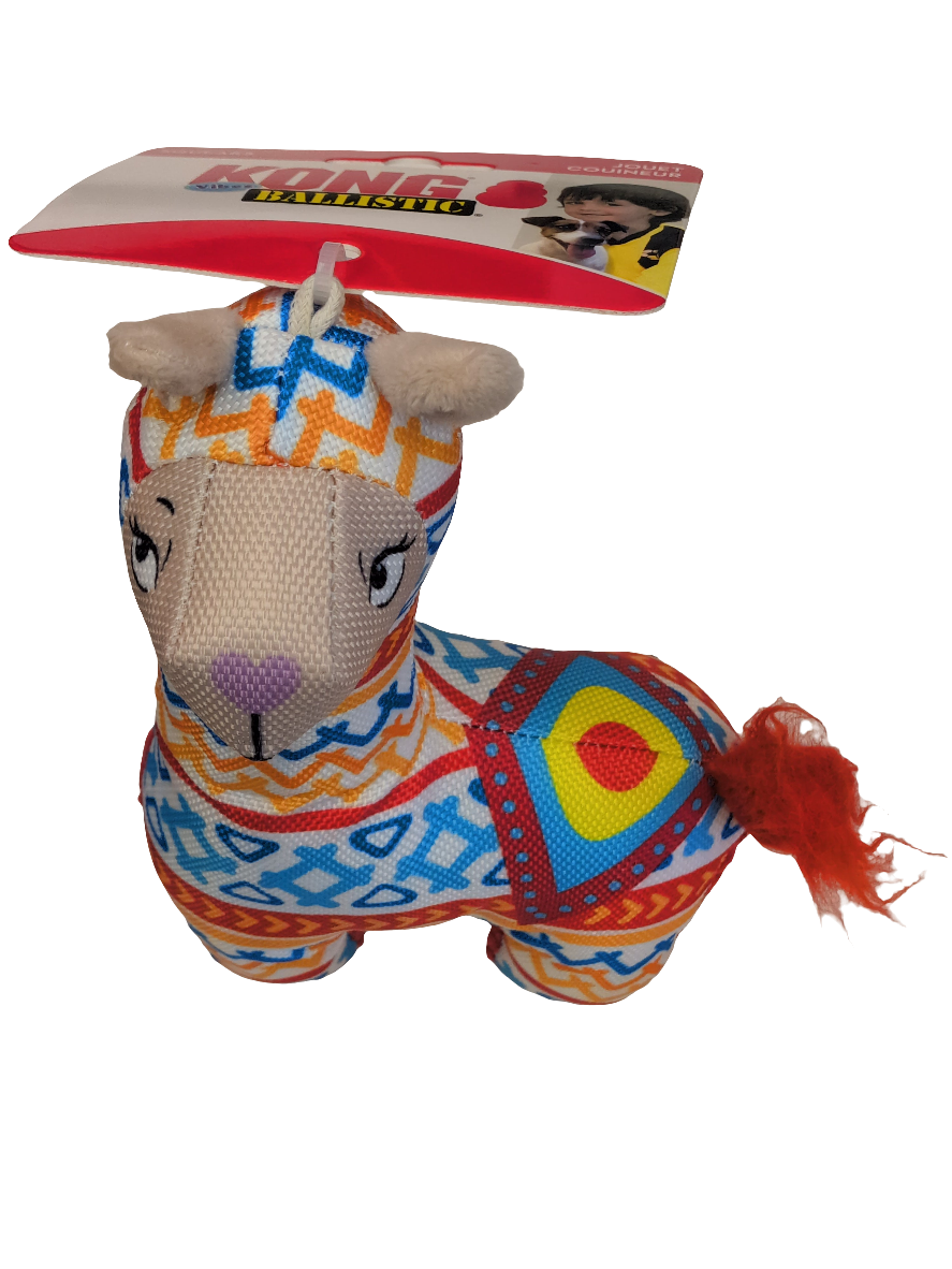 KONG Vibez Ballistic, Stuffed Sqeaky Toy, Llama