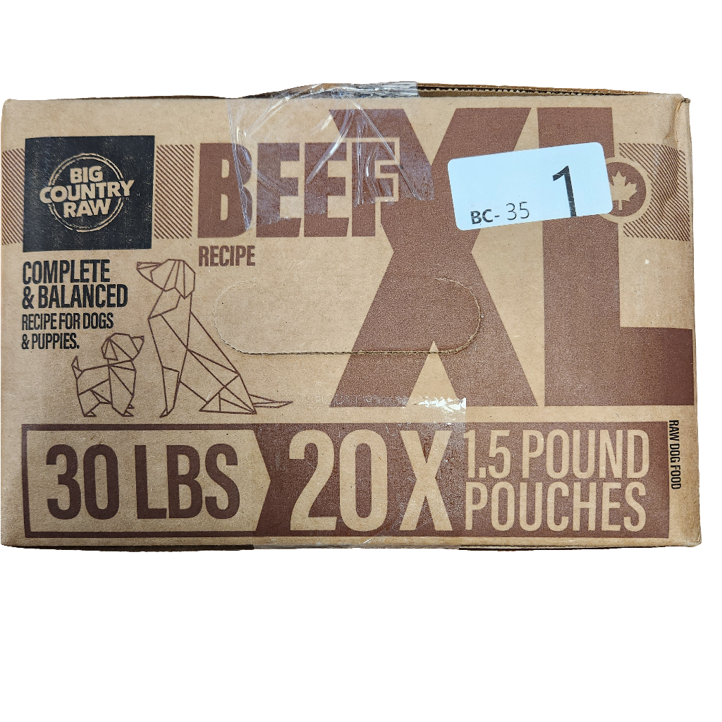 Big Country Frozen Raw Complete & Balanced Meals for Dogs & Puppies Beef XL 30lb Box