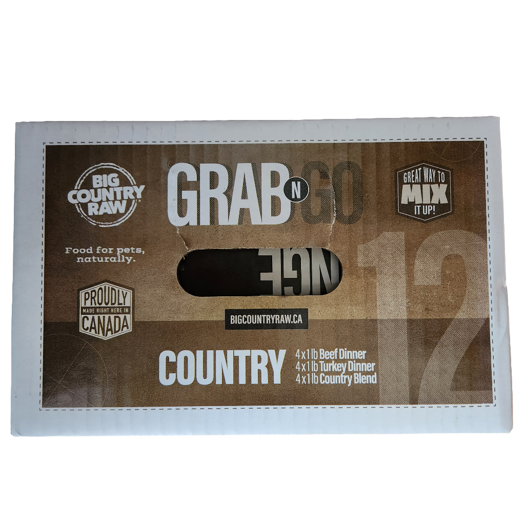 Big Country Raw Frozen Grab & Go Complete Dinner Country Beef Dinner, Turkey Dinner and Country Blend 12lb Box