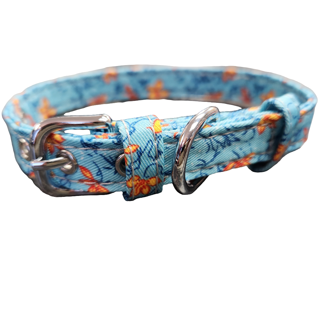 Floral Fashion Cotton Metal Buckle Collar 8-14"