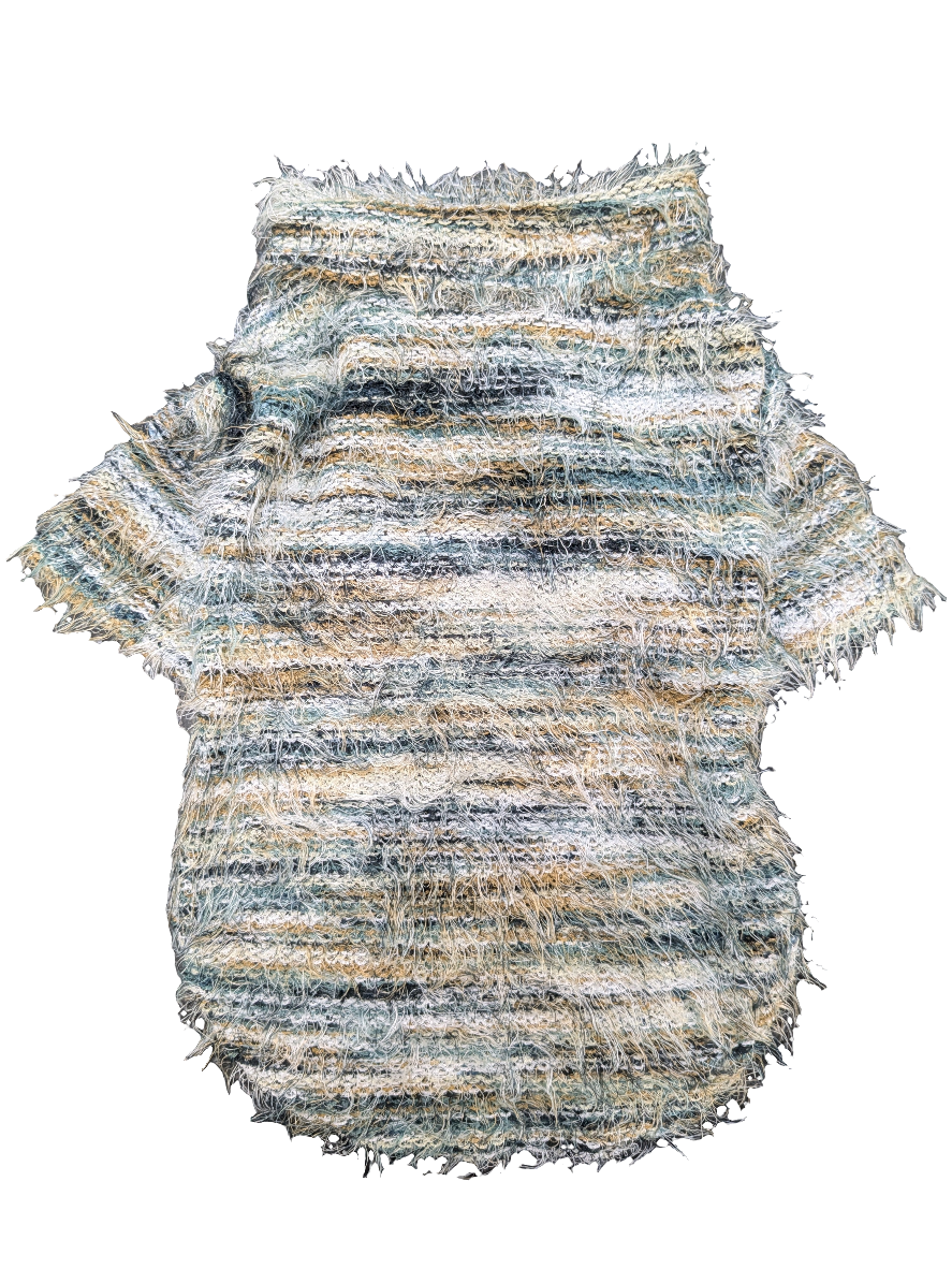 Striped Fuzzy Knitted Sweater