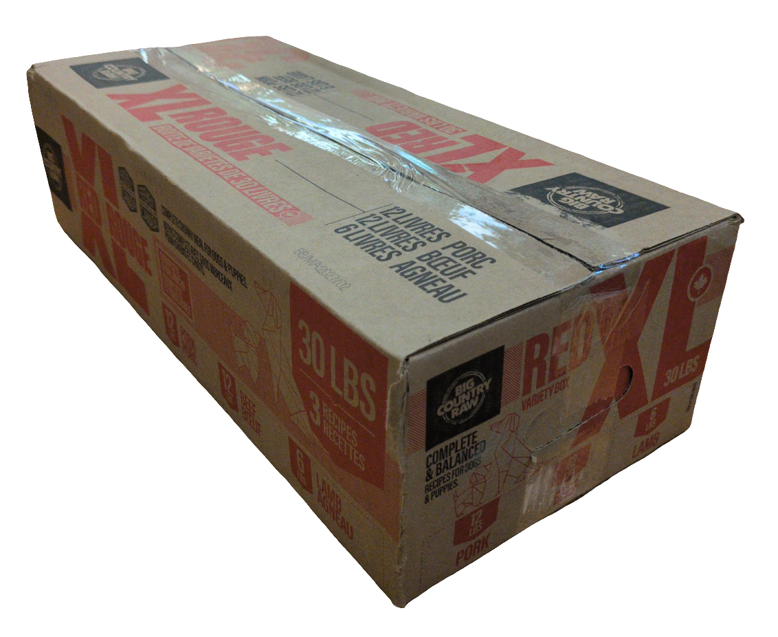 Big Country Raw Frozen Dog Food Bistro XL, Complete & Balanced for Dogs & Puppies, Pork, Beef & Lamb, 30lb Box