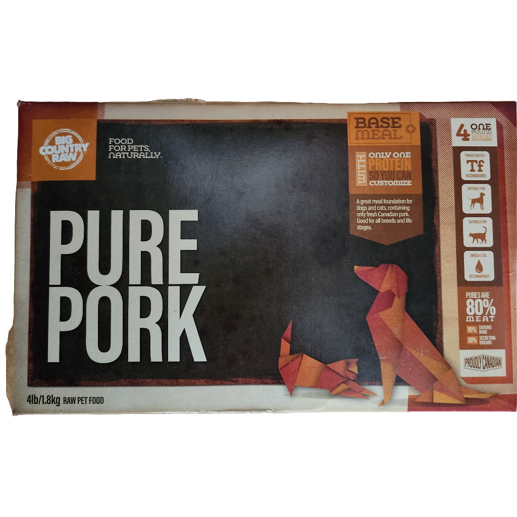 Big Country Raw Frozen Base Meal Pure Pork for Dogs or Cats 4lb