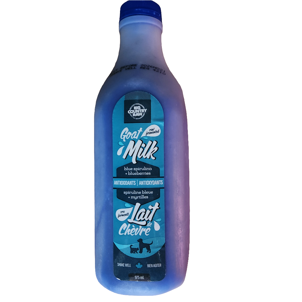 Big Country Raw Frozen Blue Spirulina & Blueberries Goat Milk Antioxidant with Probiotics 1L