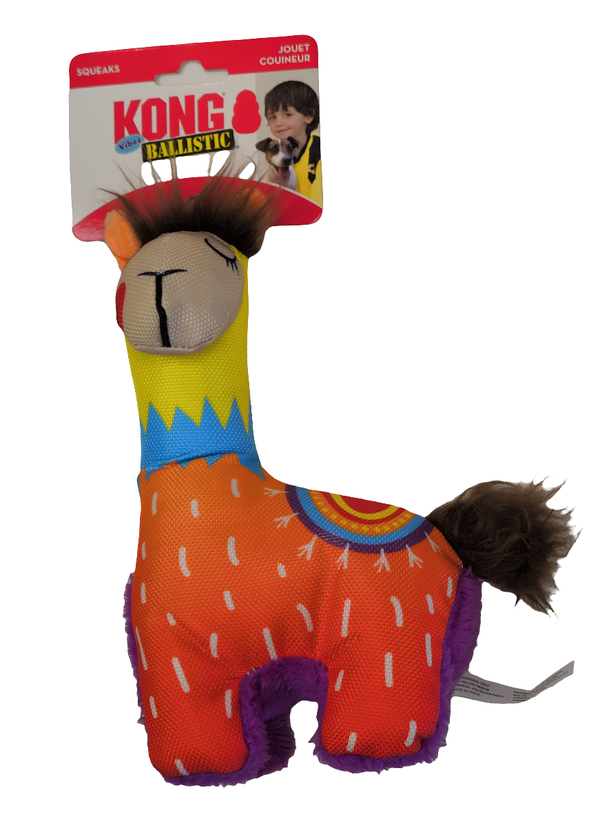 KONG Vibez Ballistic, Stuffed Sqeaky Toy, Llama