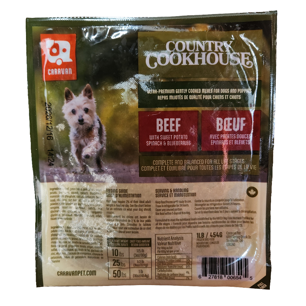 Big Country Raw Frozen Gently Cooked Beef Country Cookhouse Dinner for both Dogs & Puppies 1lb