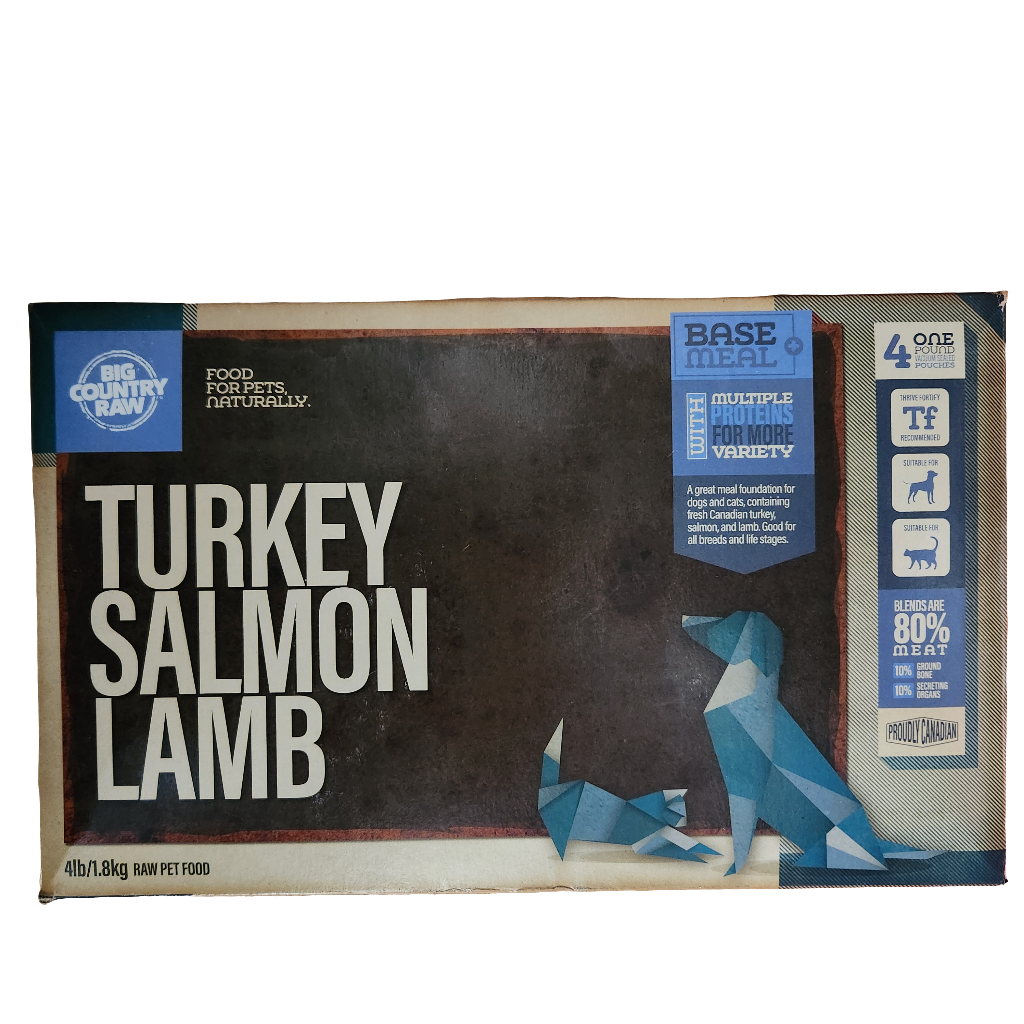 Big Country Raw Frozen Breeder Blend Base Meal for Both Dogs and Cats Multiple Protiens 4lb