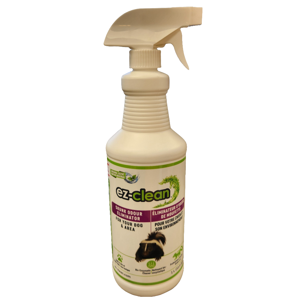 Ez-clean Skunk Odour Eliminator for Dogs & Their Area Professional Grade Bio-Enzymatic Cleaner Safe & Non Toxic 1L