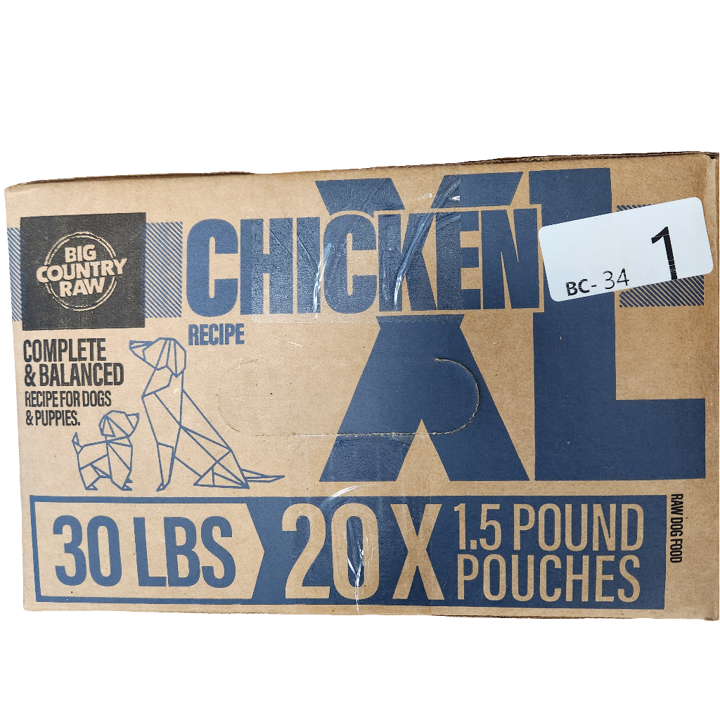 Big Country Raw Frozen Complete & Balanced Dog Meals Chicken XL 30lb Box
