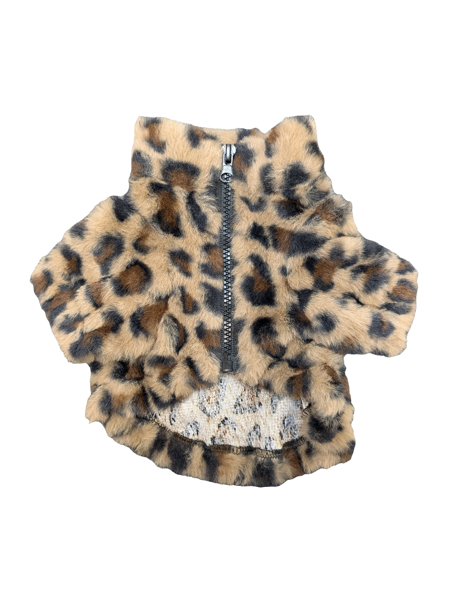 Zip-Up Leopard Print Sweater