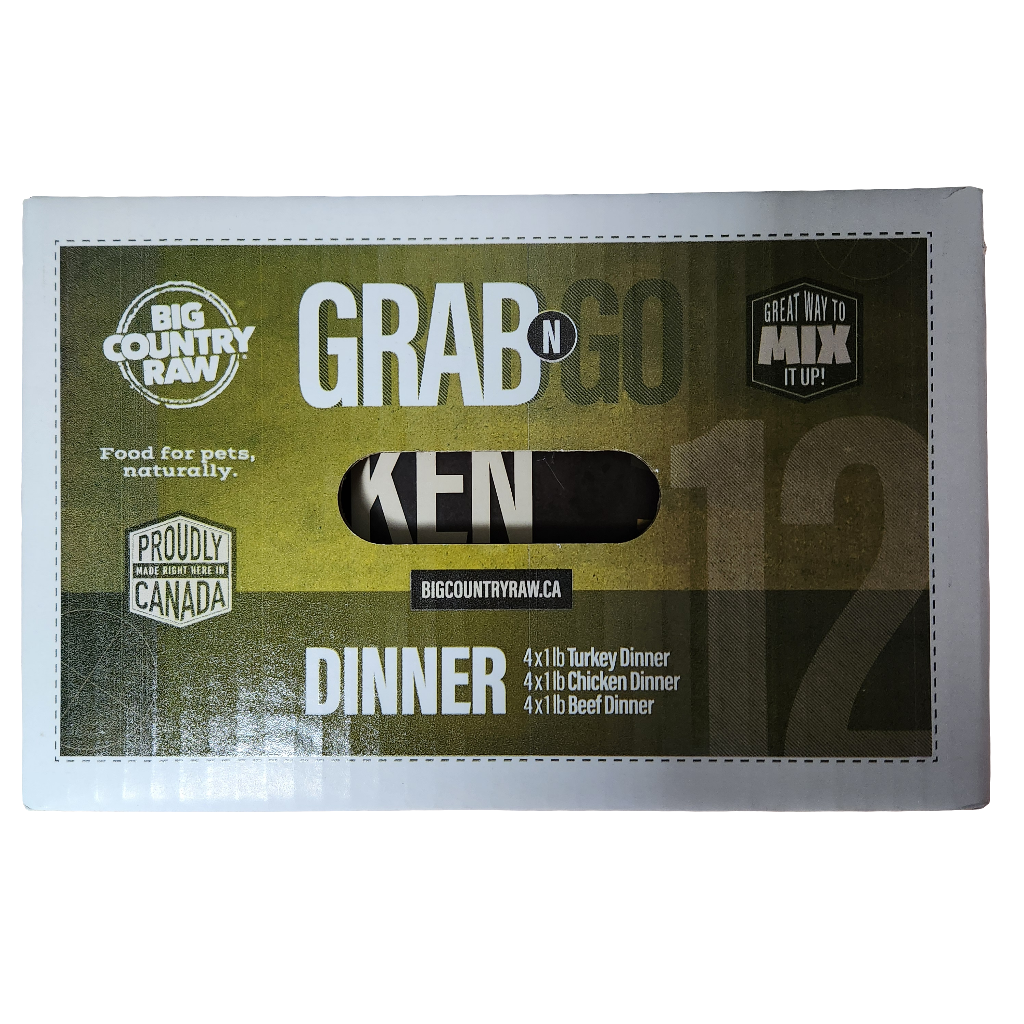 Big Country Raw Frozen Grab & Go Complete Dinner Turkey Dinner, Chicken Dinner& Beef Dinner 12lb Box