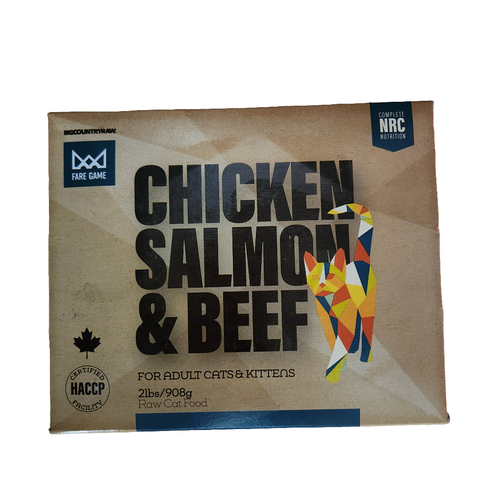 Big Country Raw Frozen Complete Chicken Salmon & Beef Cat & Kitten Food 2lb