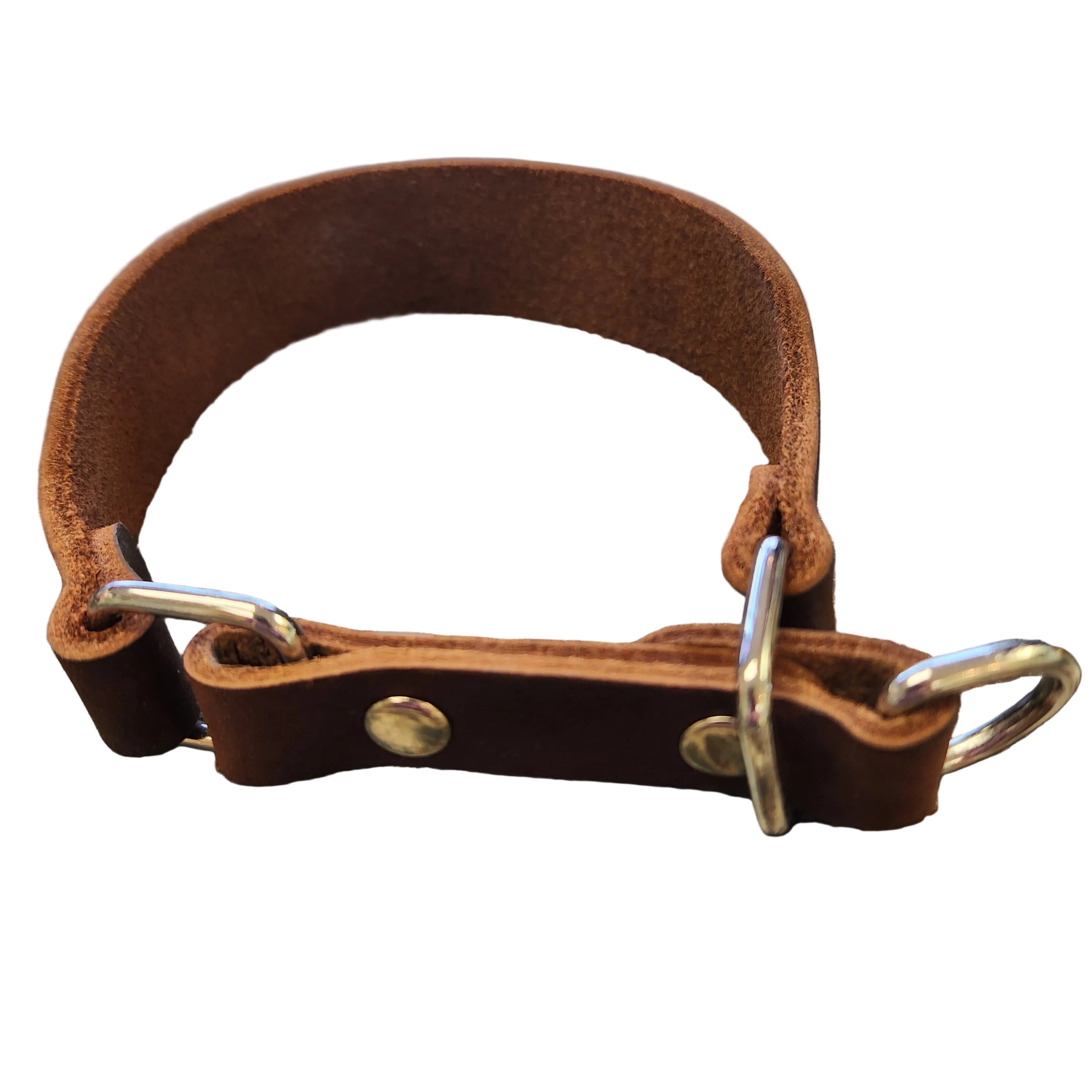 Cowhide Martingale Collar, Brown 14-16" x 1 1/4" Wide