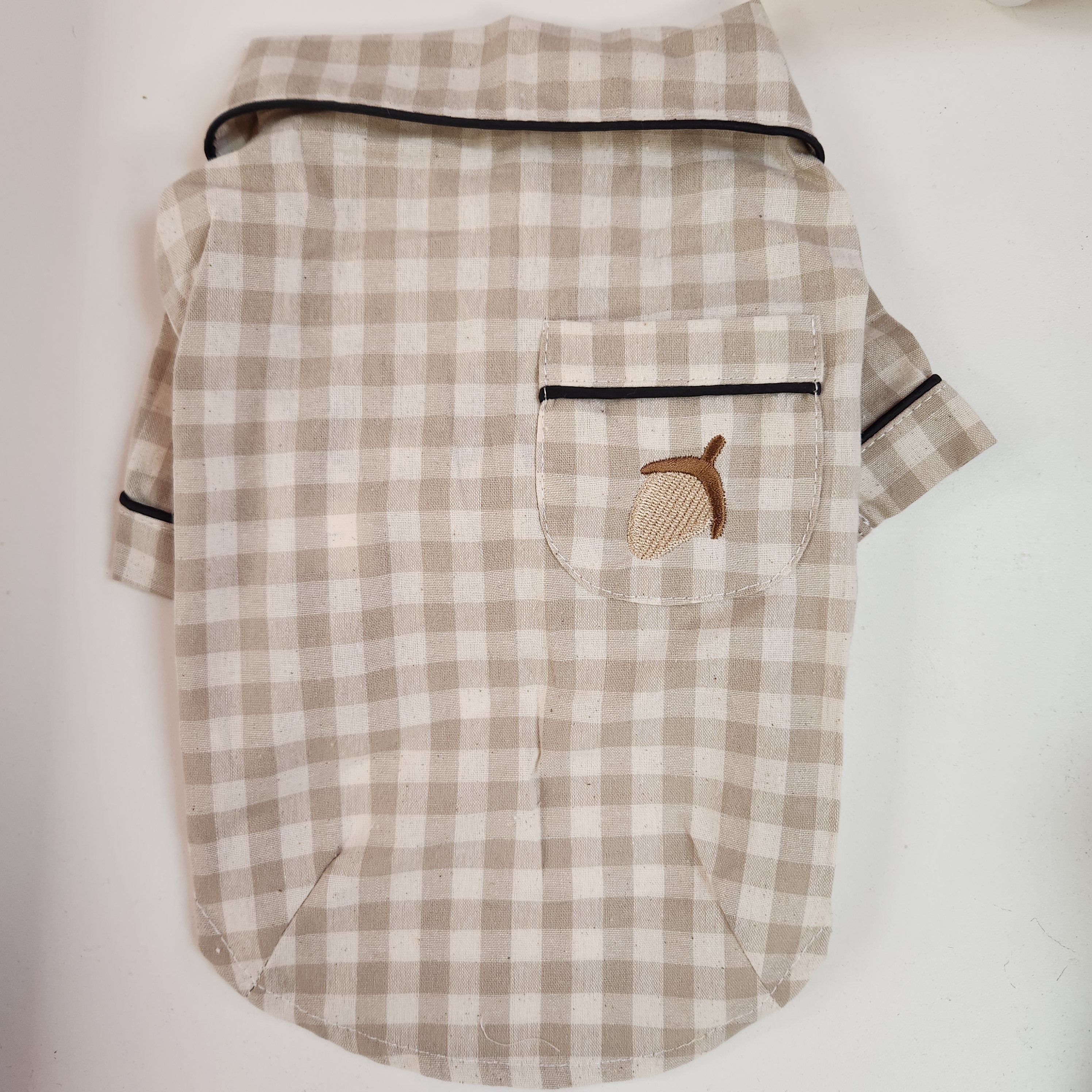 Shirt for Spring & Summer with Acorn Embroidered Pocket 12"