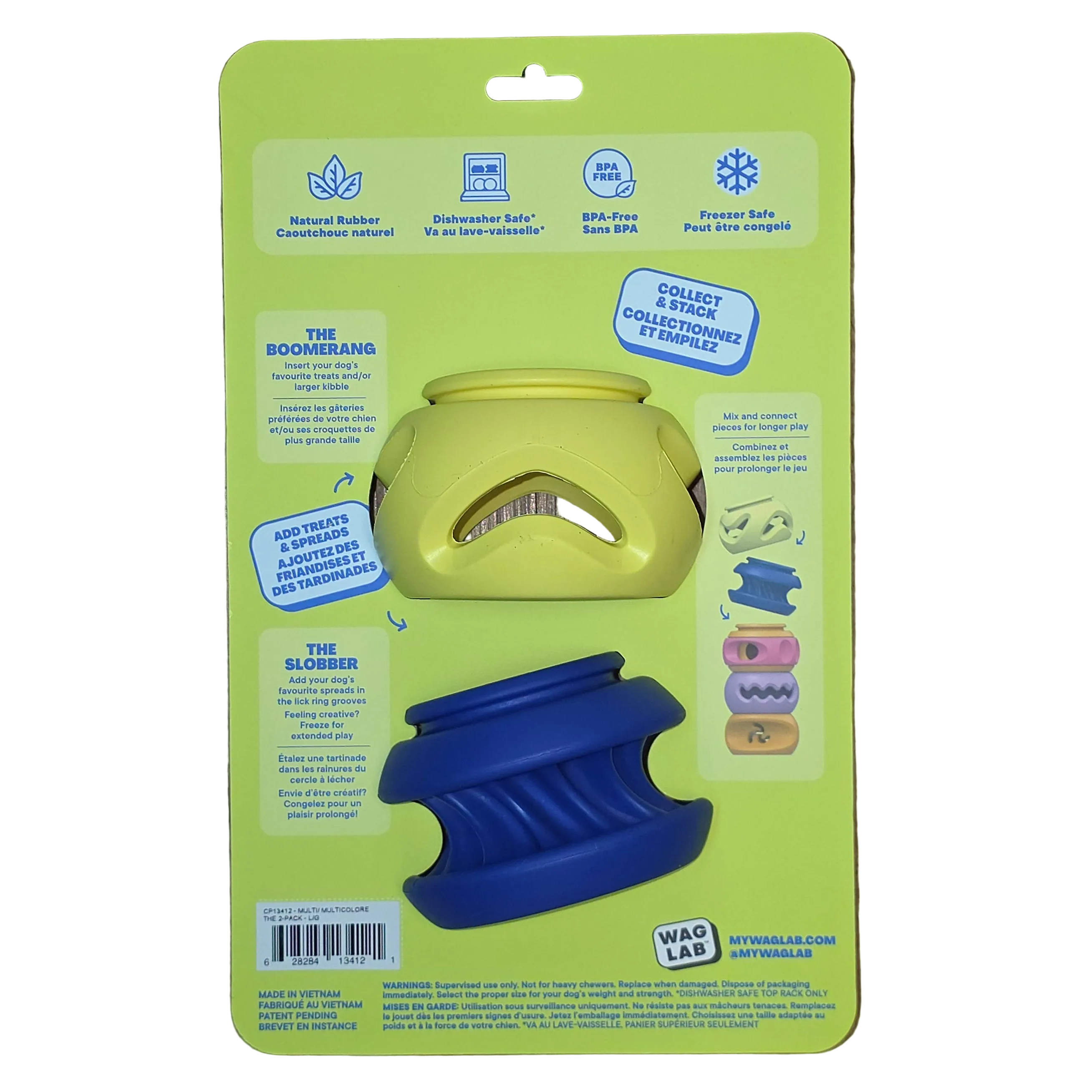 WAG LAB Play Stack, Treat Toy 4 Different Types in 2 Sizes