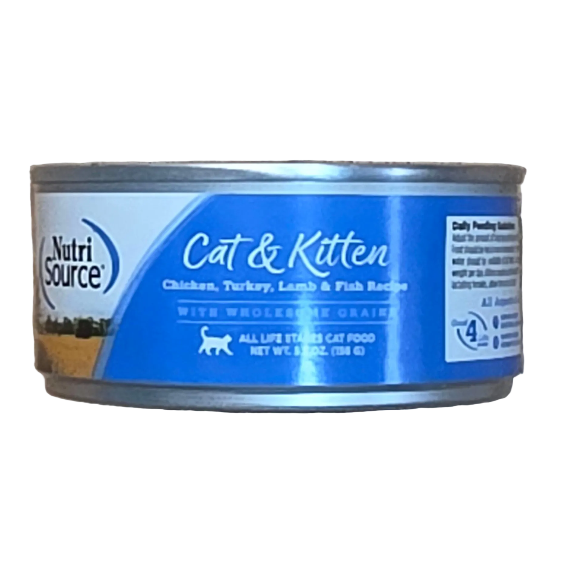 NutriSource Cat & Kitten Chicken, Turkey, Lamb & Fish Recipe, Wholesome Grains Canned Cat Food, 5.5oz
