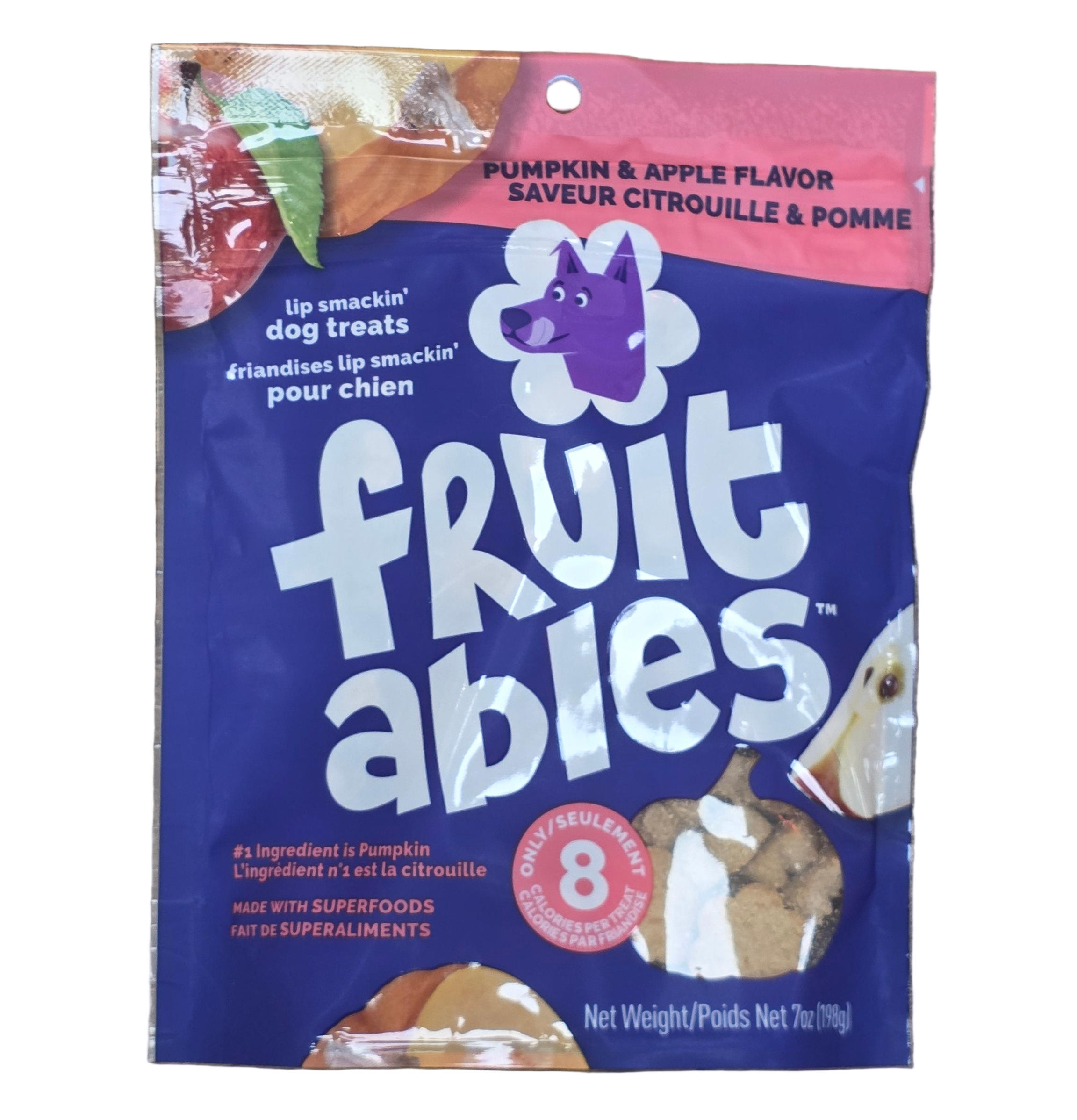 Gâterie pour chien Fruitables à saveur de citrouille et de pomme 7.0z