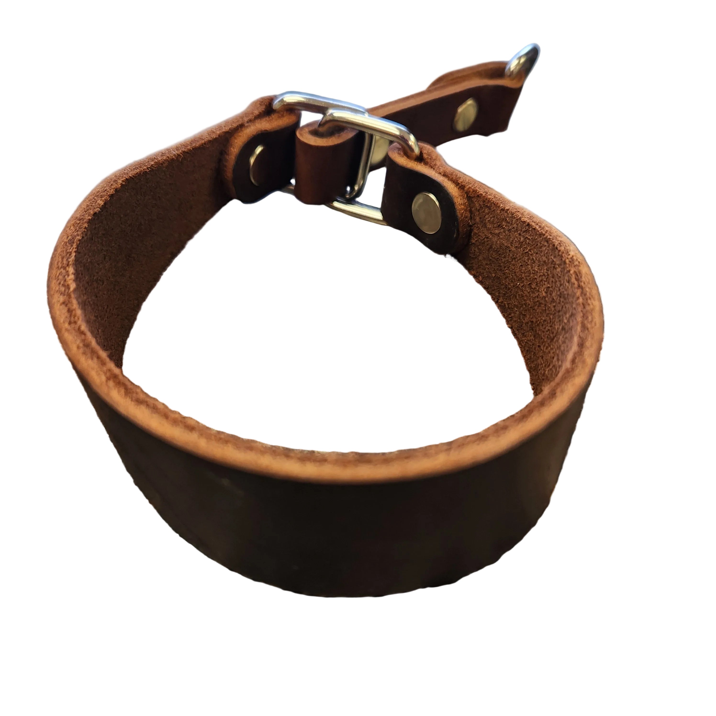 Cowhide Martingale Collar, Brown 14-16" x 1 1/4" Wide