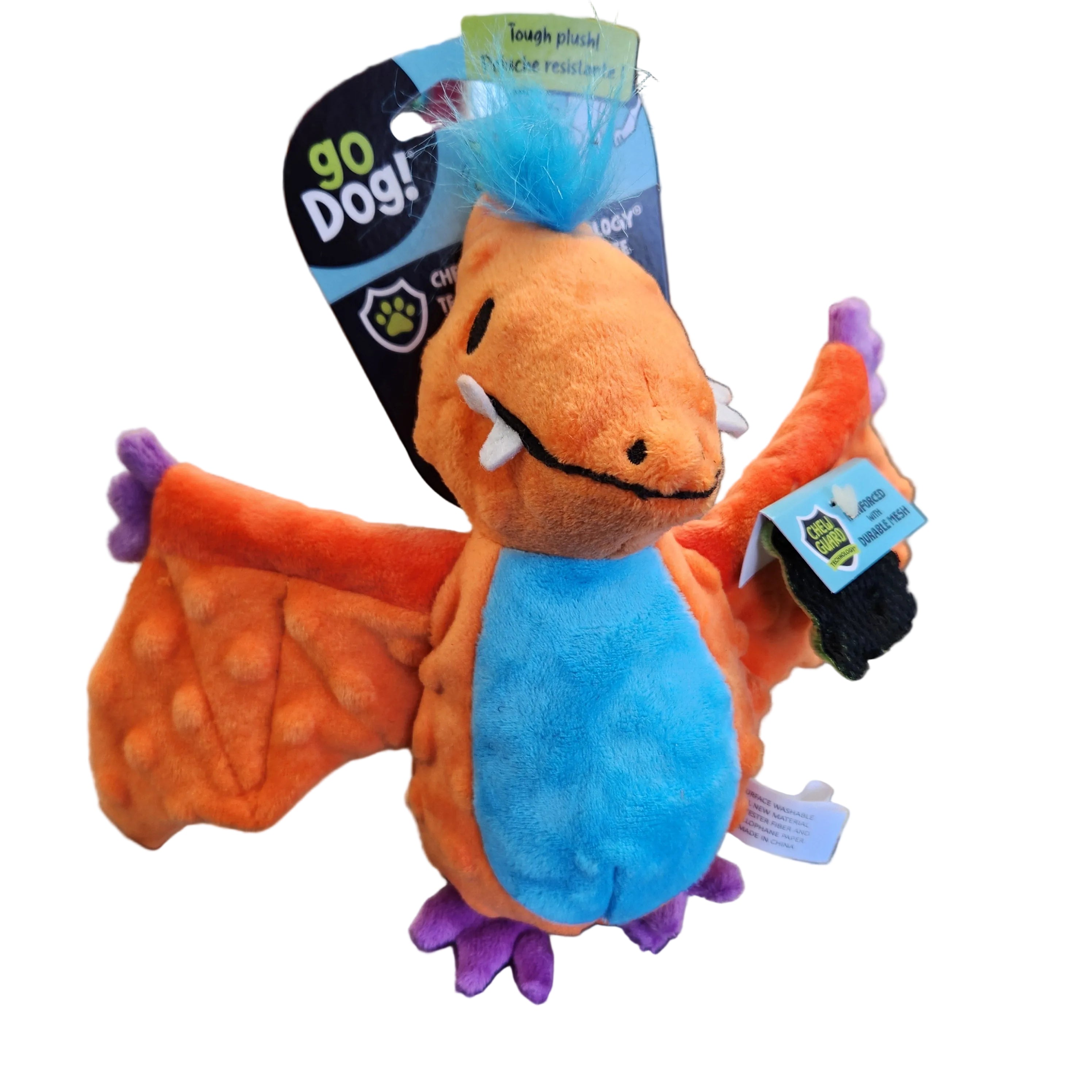 GoDog! Tough Plush Dinosaur Percy Pterodactyl Medium
