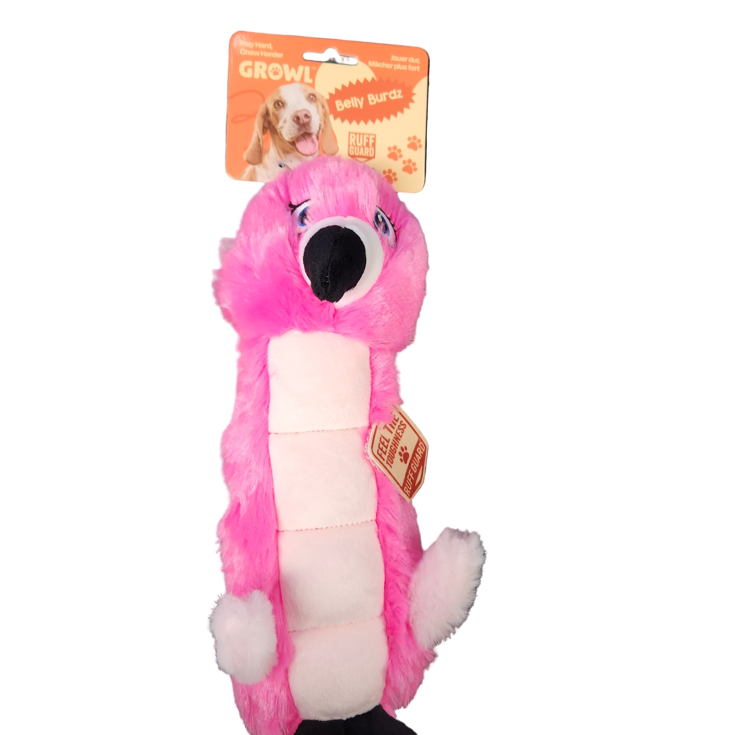 Growl Belly Burdz Ruff Guard Flamingo Dog Toy 11"