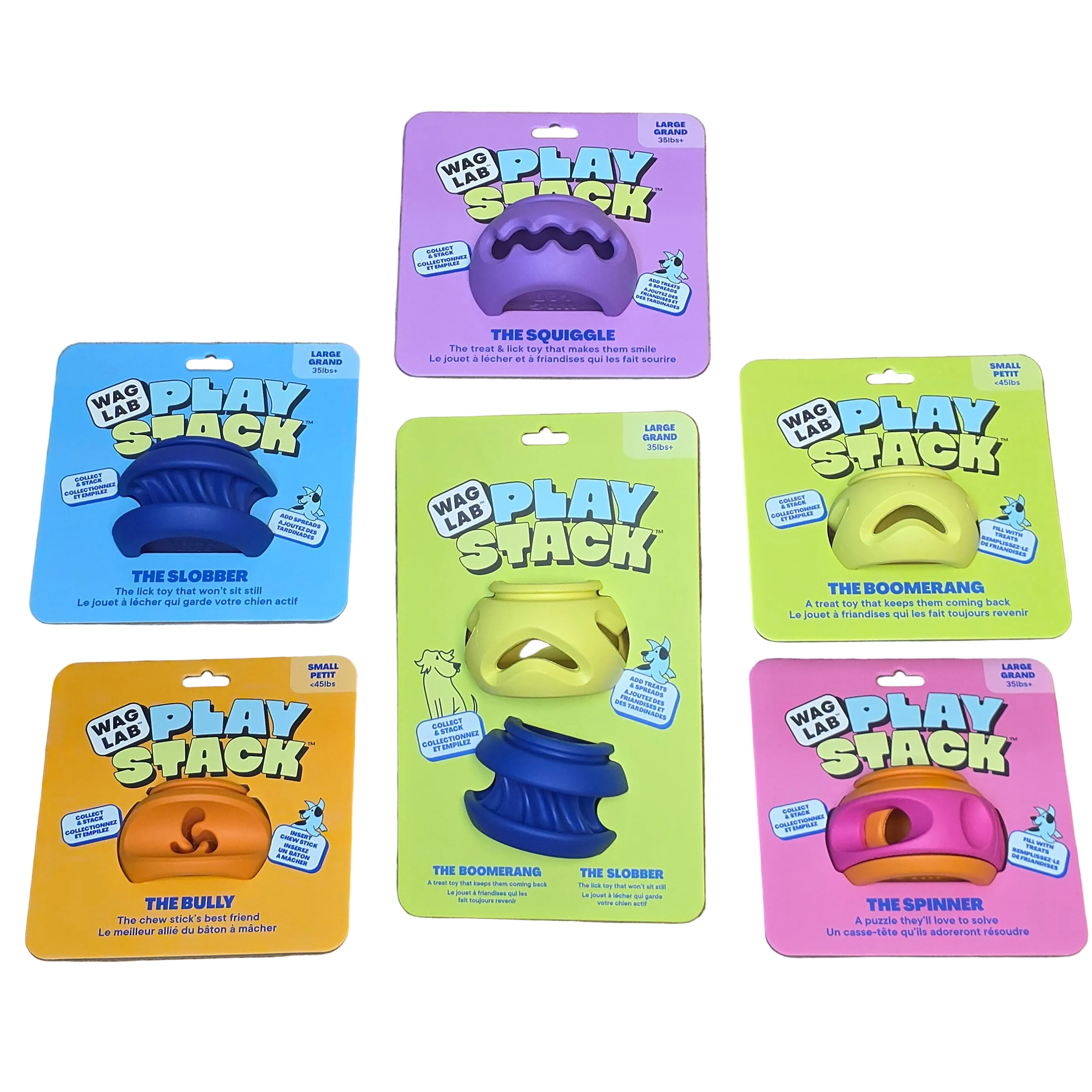 WAG LAB Play Stack, Treat Toy 4 Different Types in 2 Sizes