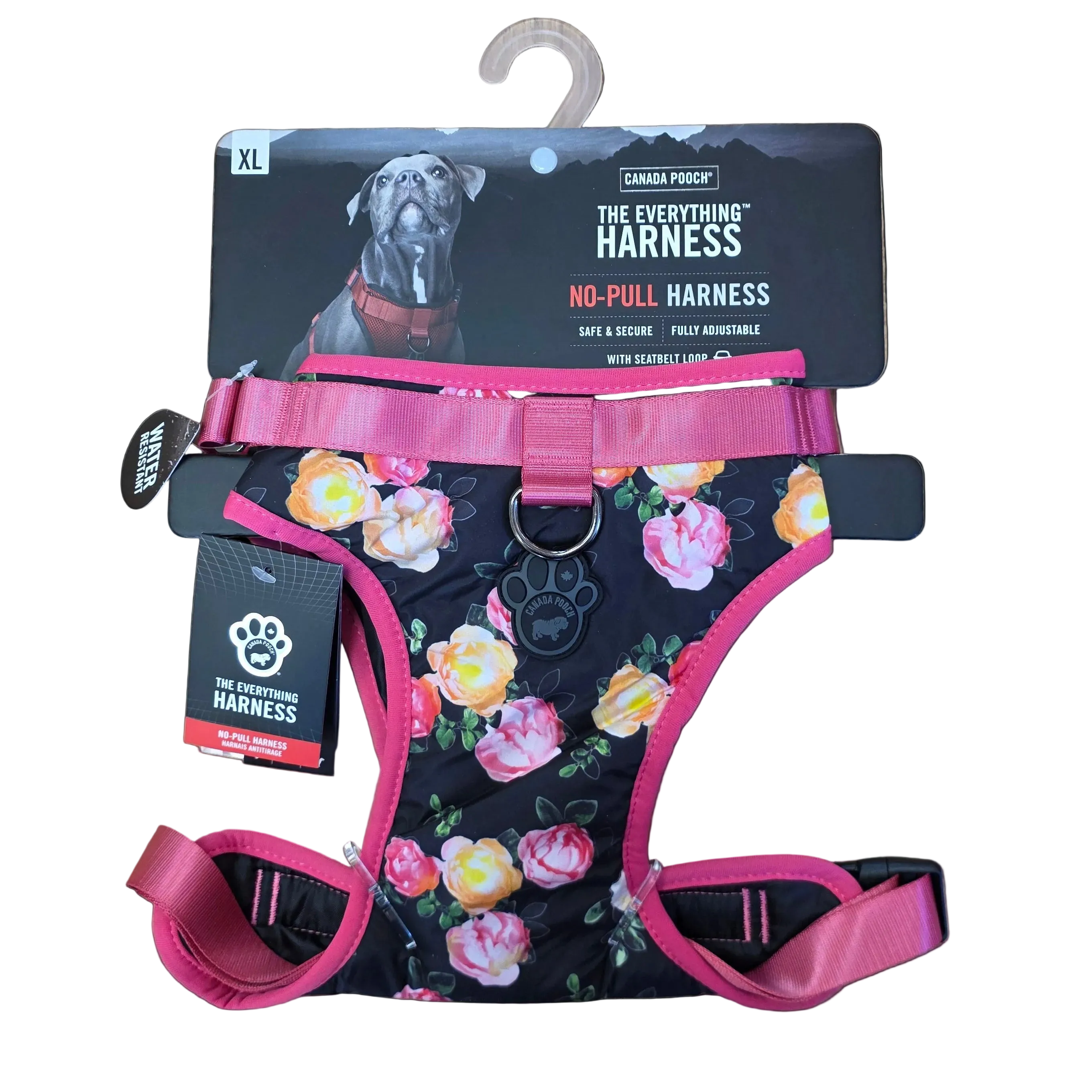 Canada Pooch Everything Harness, No-Pull, Floral with Pink Trim