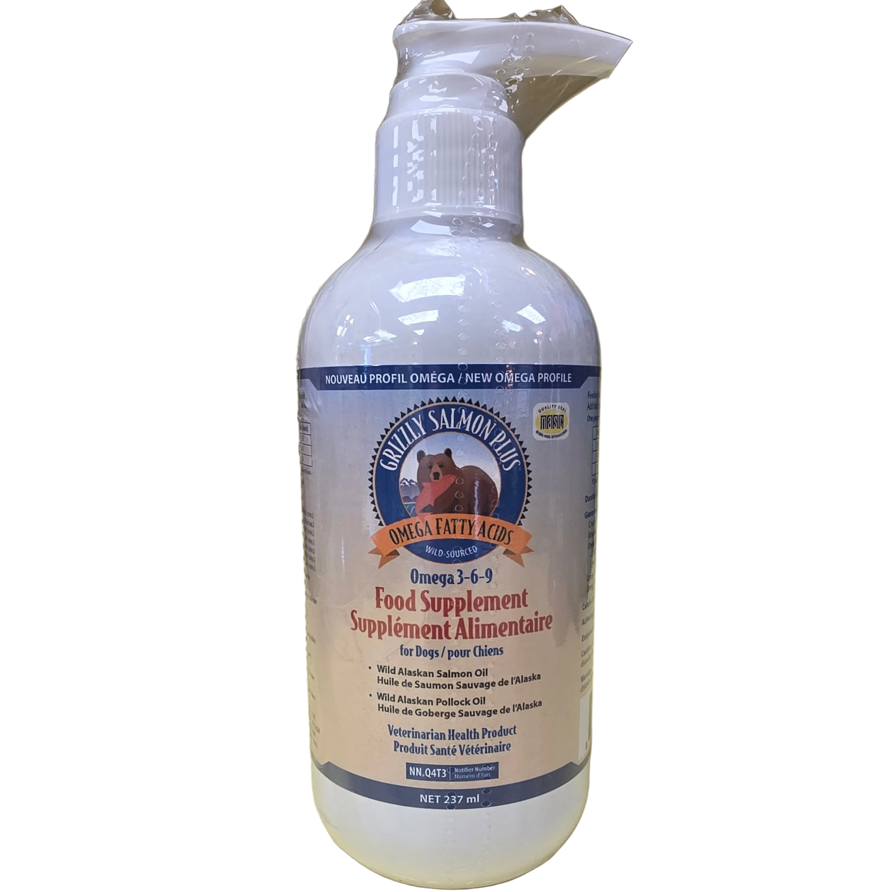 Grizzly Salmon Plus Oil Omega's 3-6-9 Food Supplement for Dogs 237ml