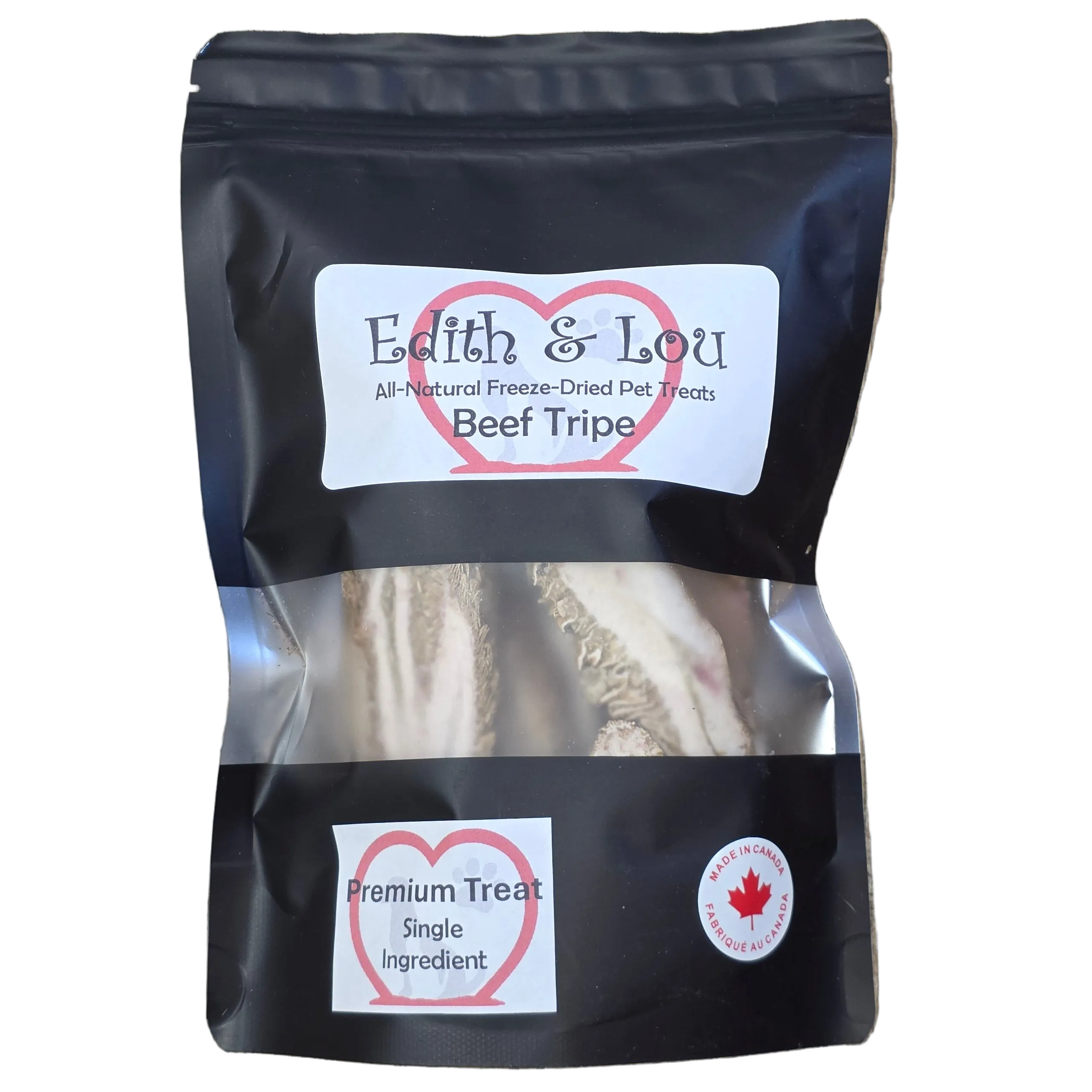 Edith & Lou All Natural Freeze-Dried Dog & Cat Treats or Topper, Beef Tripe, 100g