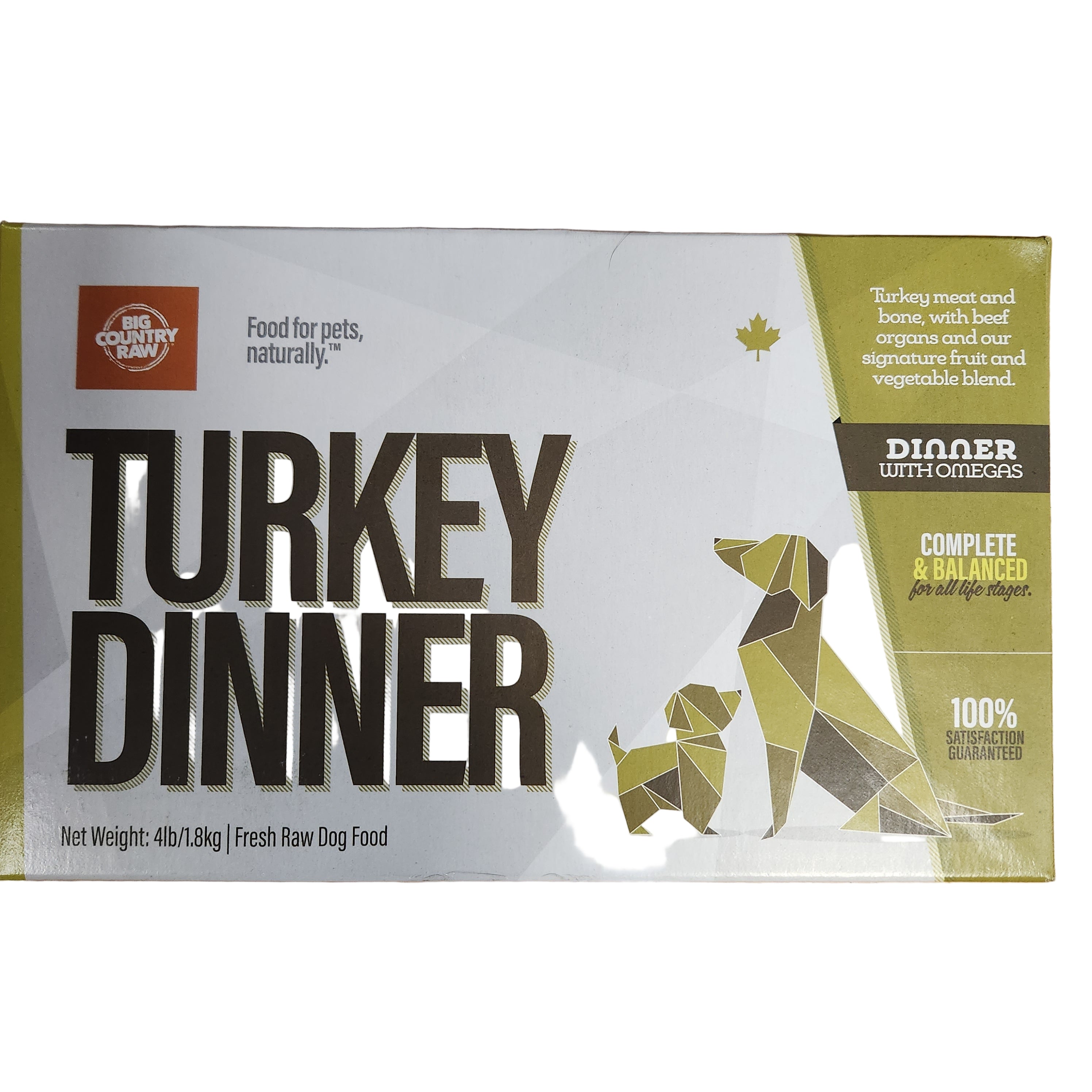 Big Country Raw Frozen Complete Turkey Dinner for Dogs 4lb Box