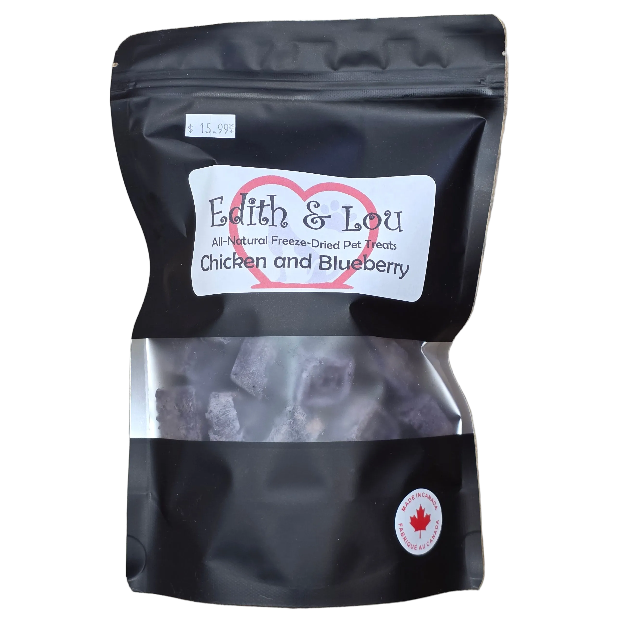 Edith & Lou All Natural Freeze-Dried Dog & Cat Treats or Topper, Chicken & Blueberry, 100g