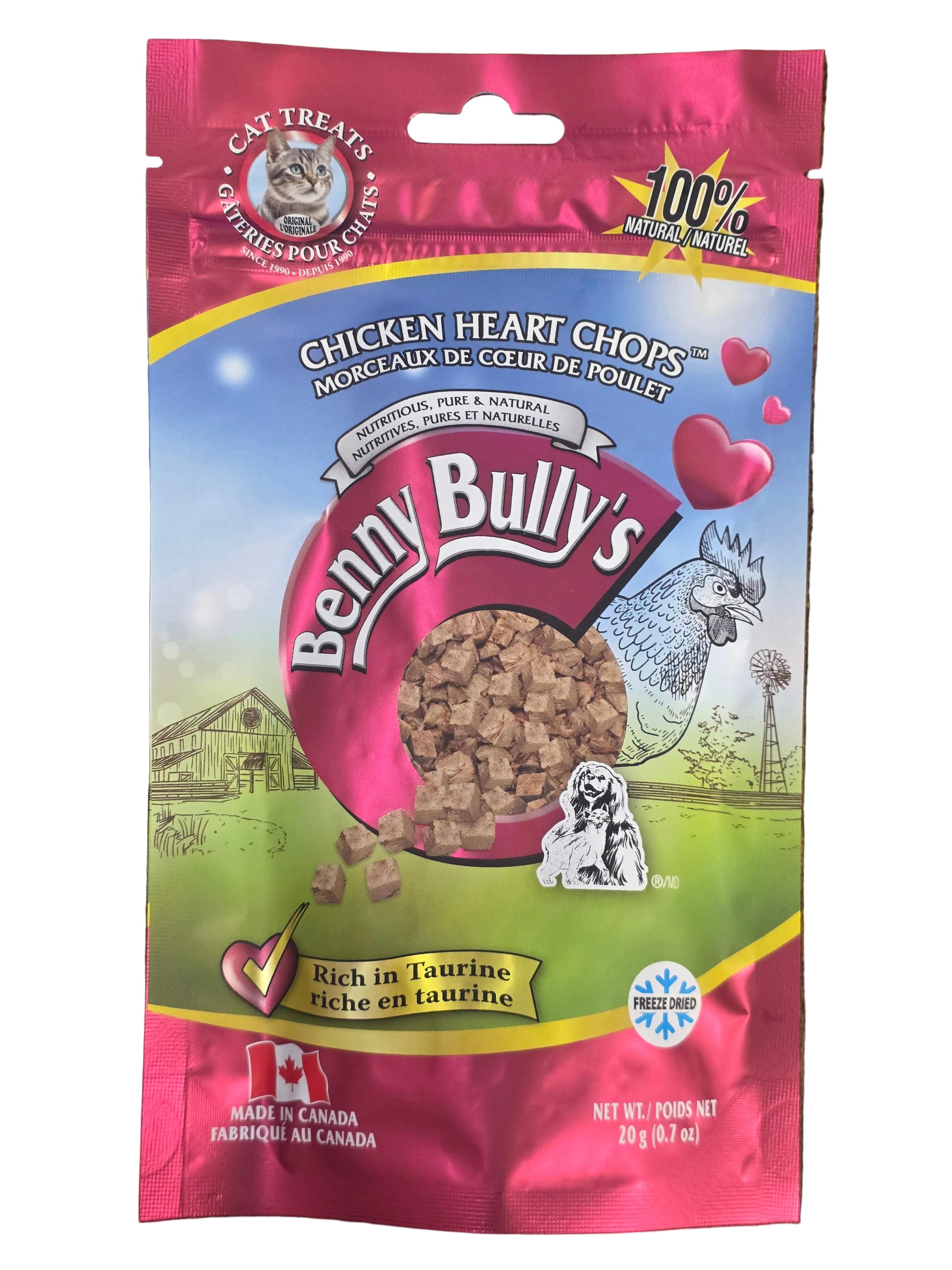 Benny Bully's Chicken Heart Chops, Cat Treats (20g)