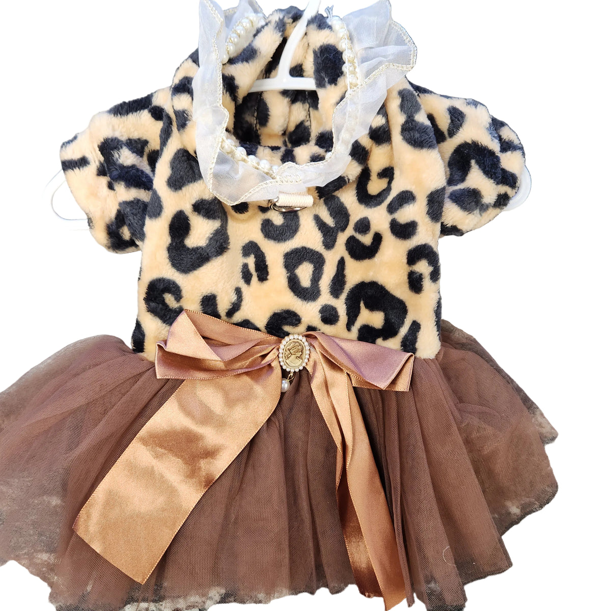 Vintage Leopard Dress with Satin Bow