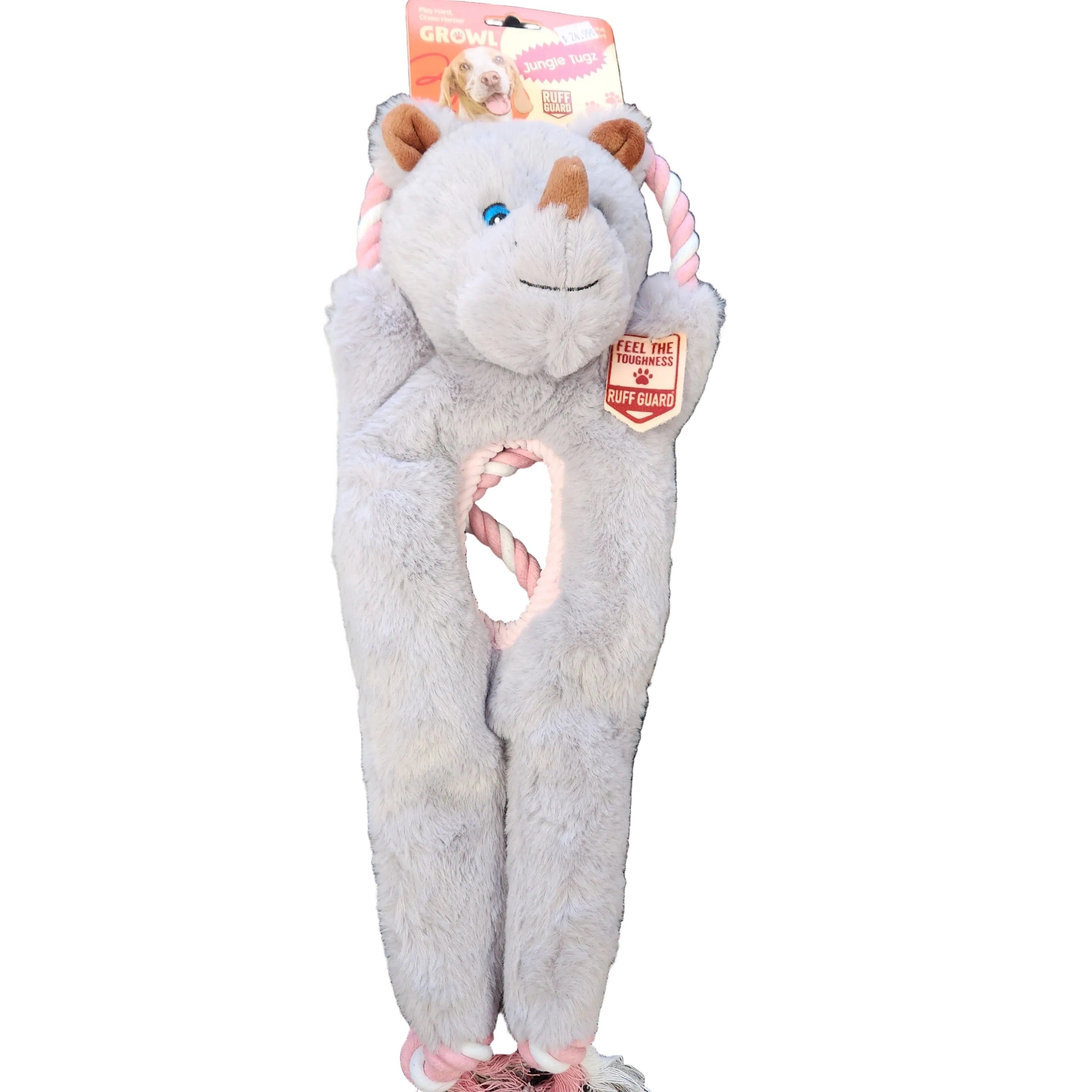 Growl Jungle Tugz with Ruff Guard Rhino for Larger Dogs
