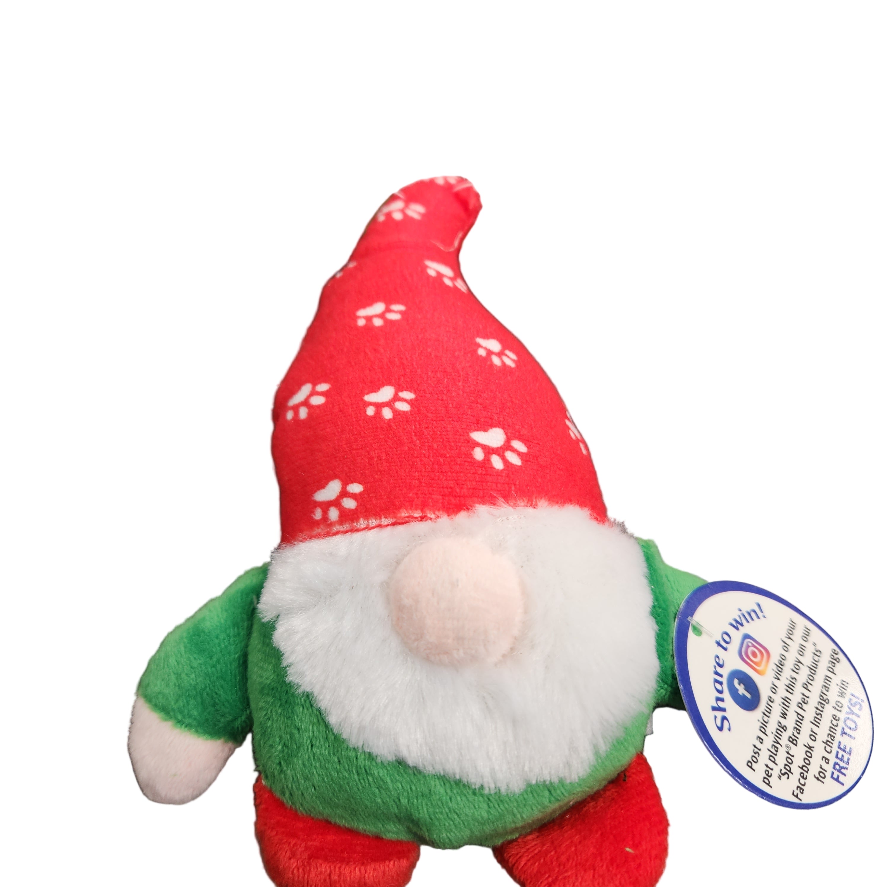 Spot Soft Plush Squeaky Holiday Gnome for Small Dogs 6"